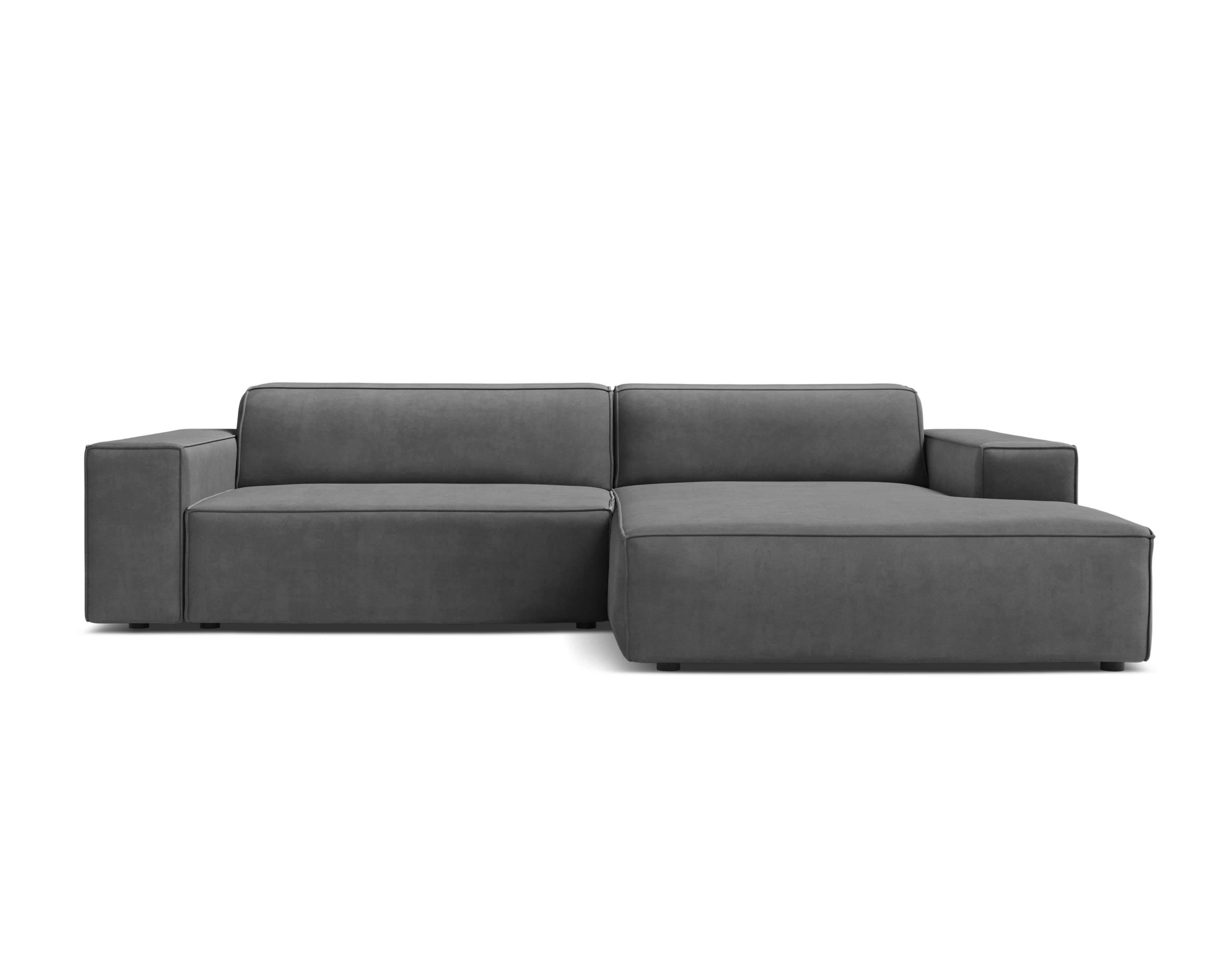 Right-facing 3-seater sofa JODIE in dark gray velvet
