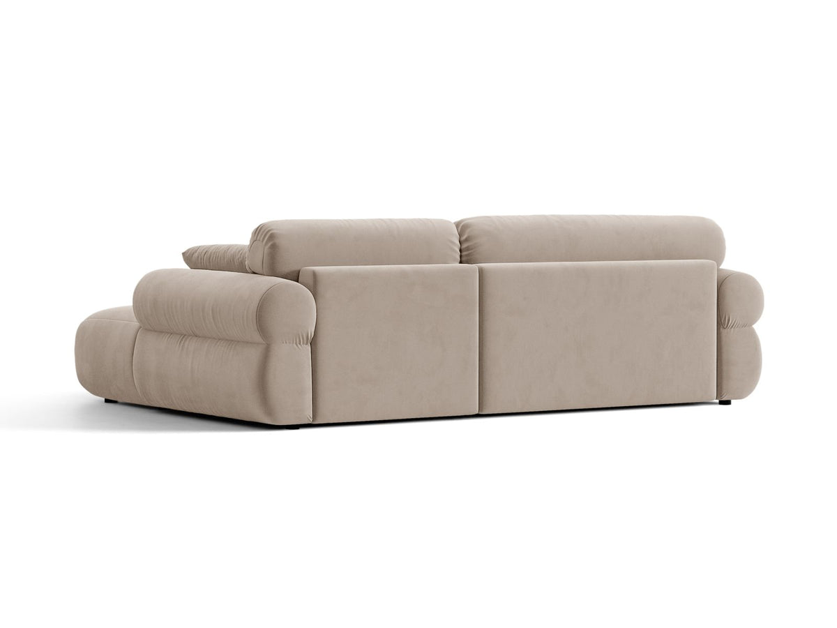 Narożnik 2,5-osobowy aksamitny prawostronny OPHELIA beżowy – detal tkaniny