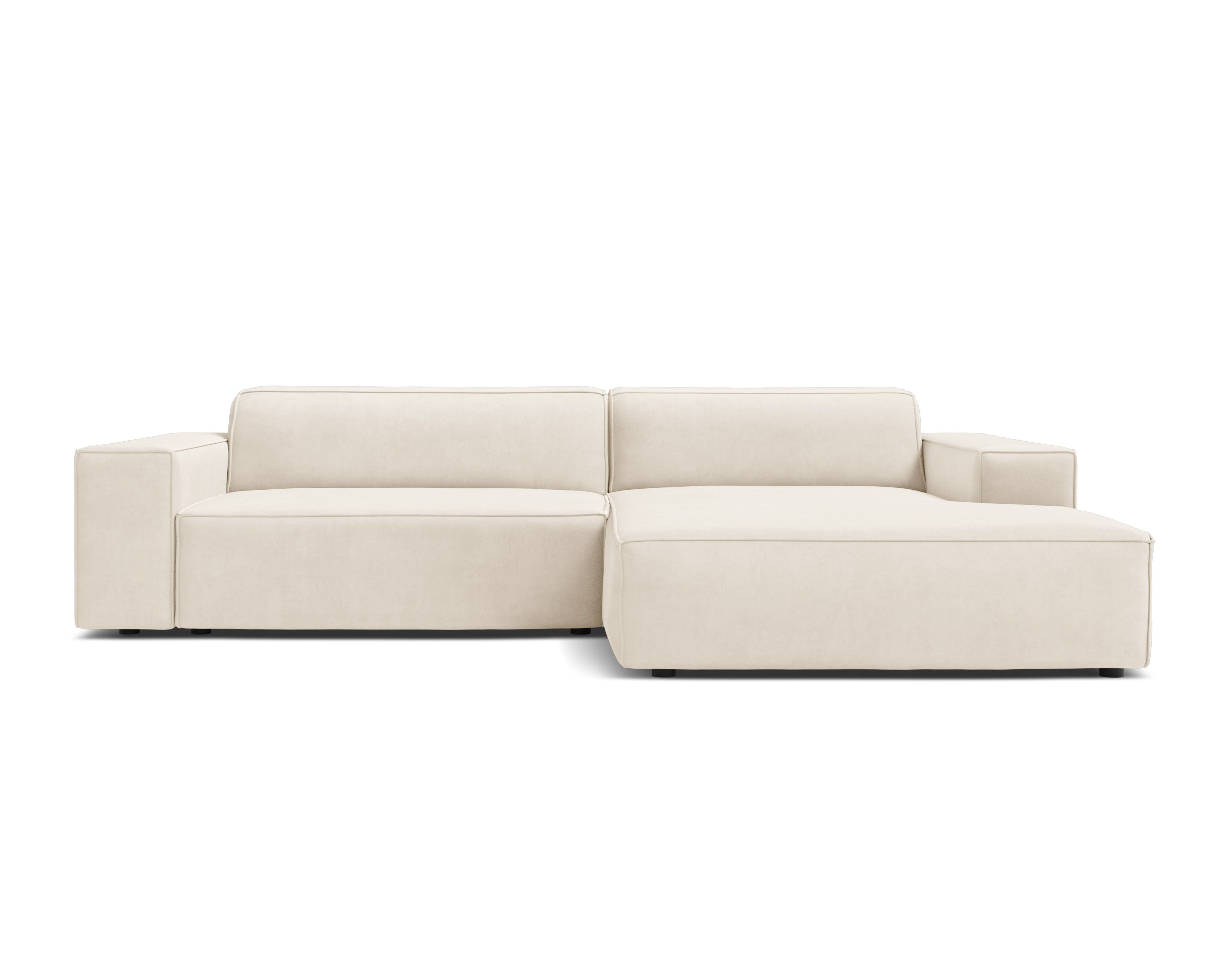 JODIE Light Beige Right-Hand Velvet Sofa for Three