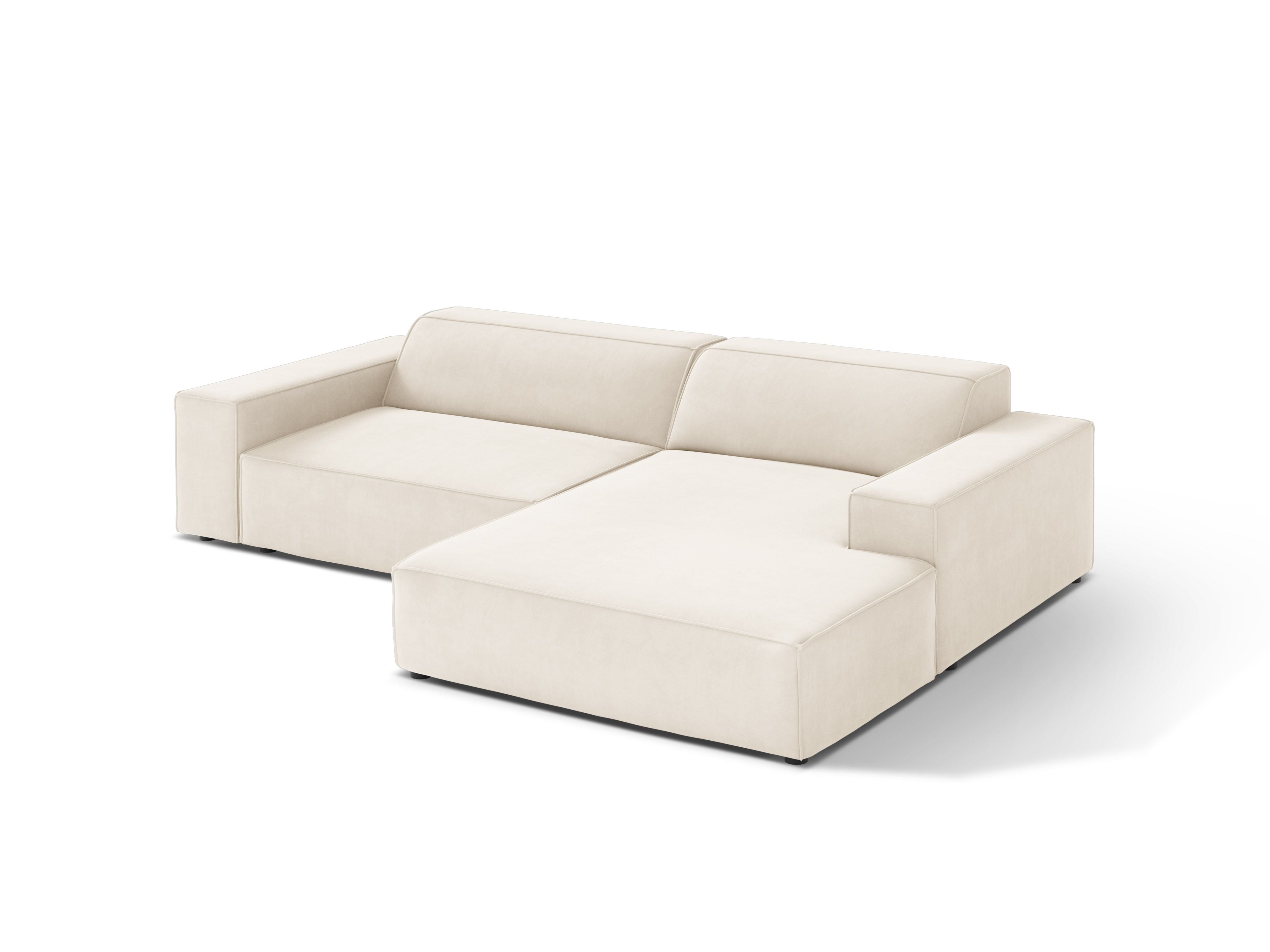 JODIE Light Beige Right-Hand Velvet Sofa for Three
