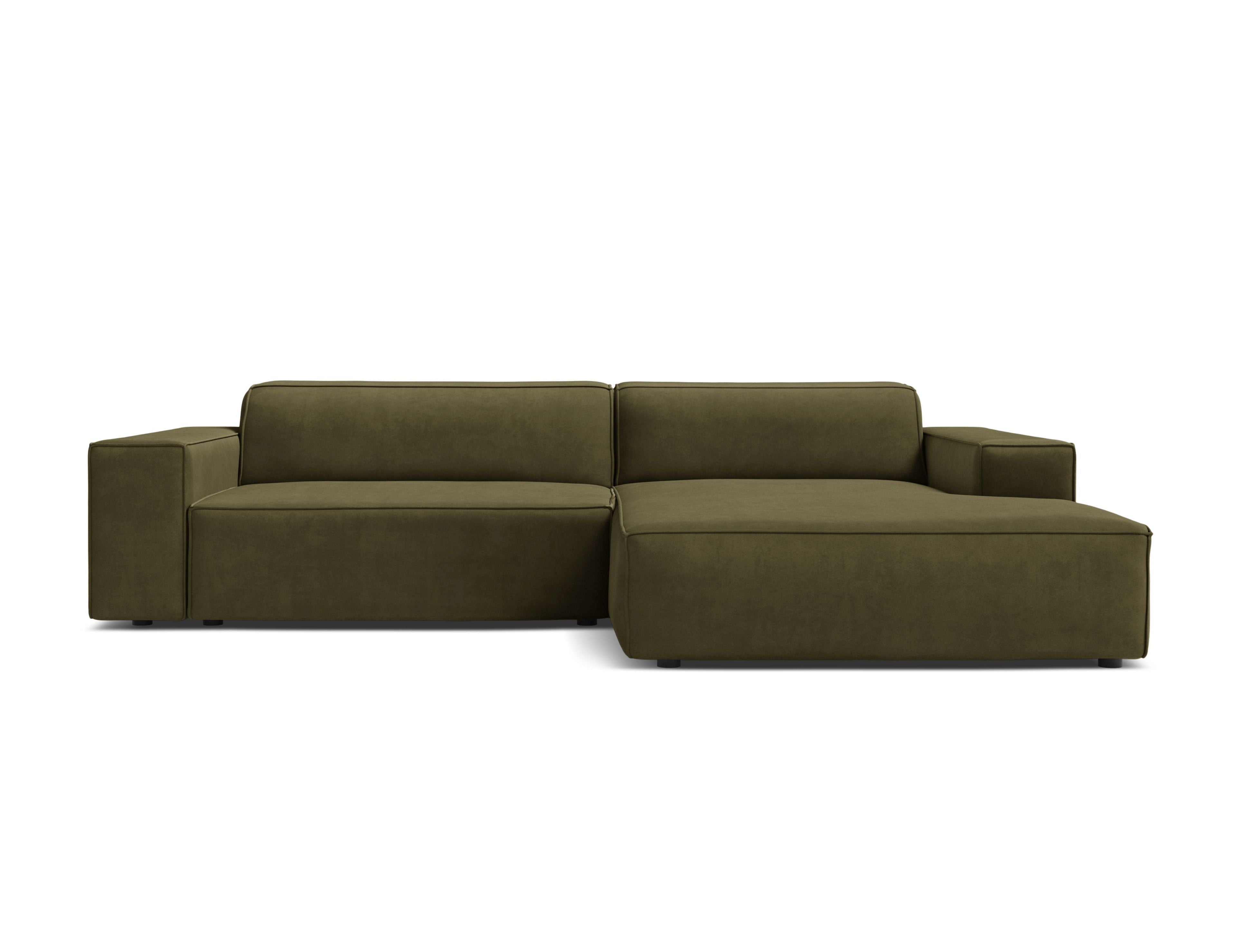 Right-facing velvet corner sofa for three JODIE in green