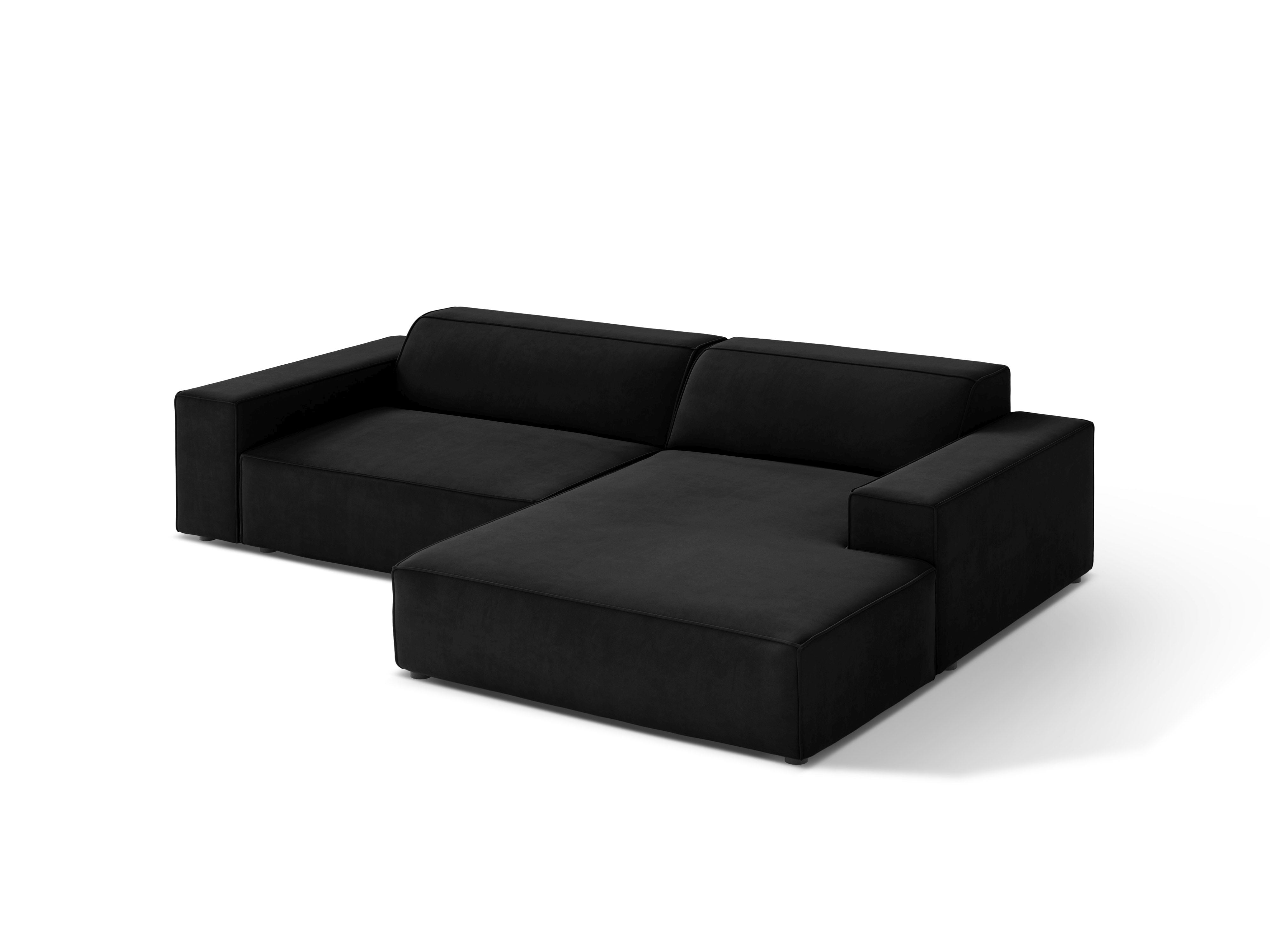 JODIE Black Velvet Right-Handed 3-Seater Sofa