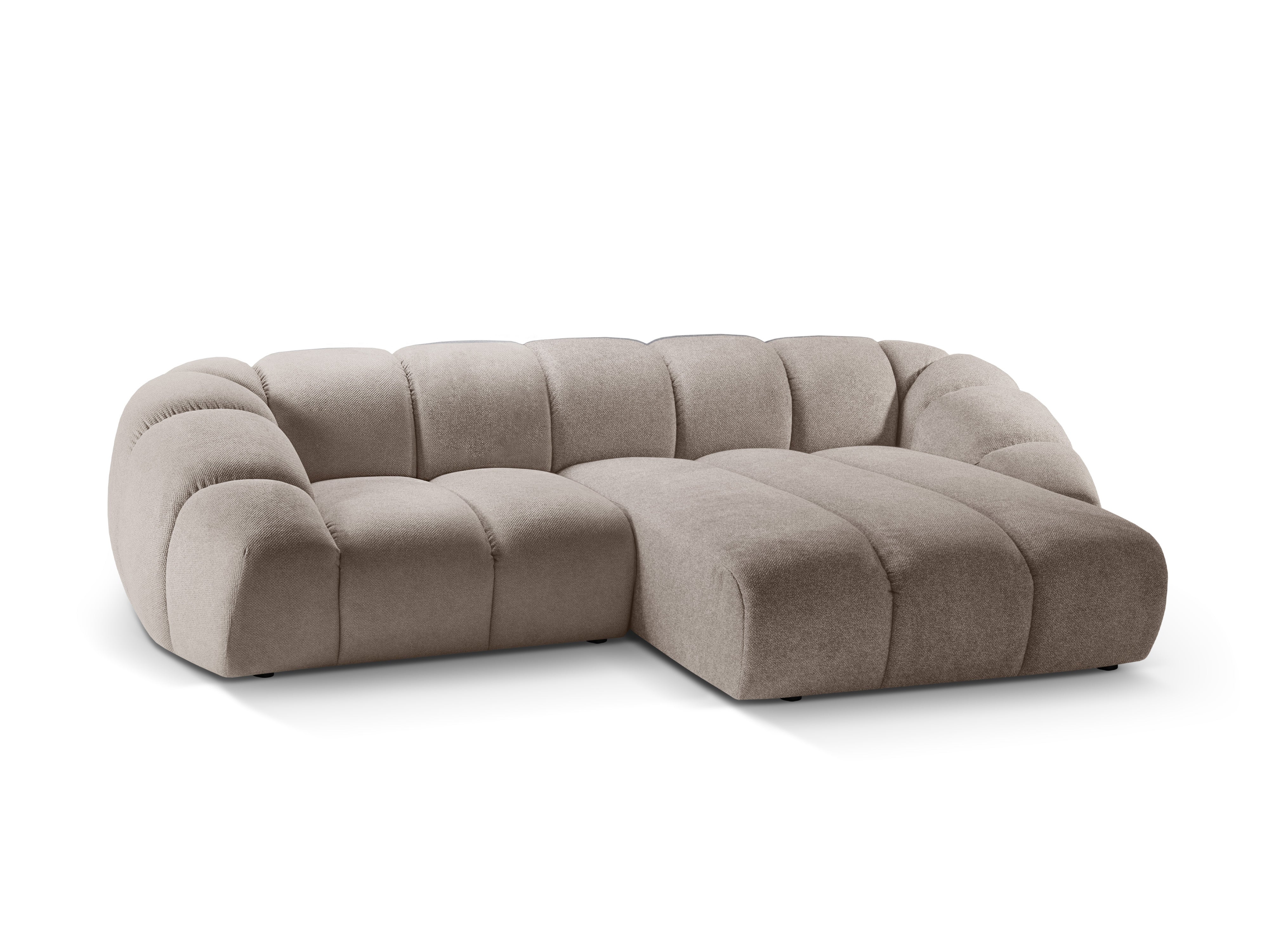 Dreisitzer-Ecksofa rechts DIANA dunkelbeige Chenille