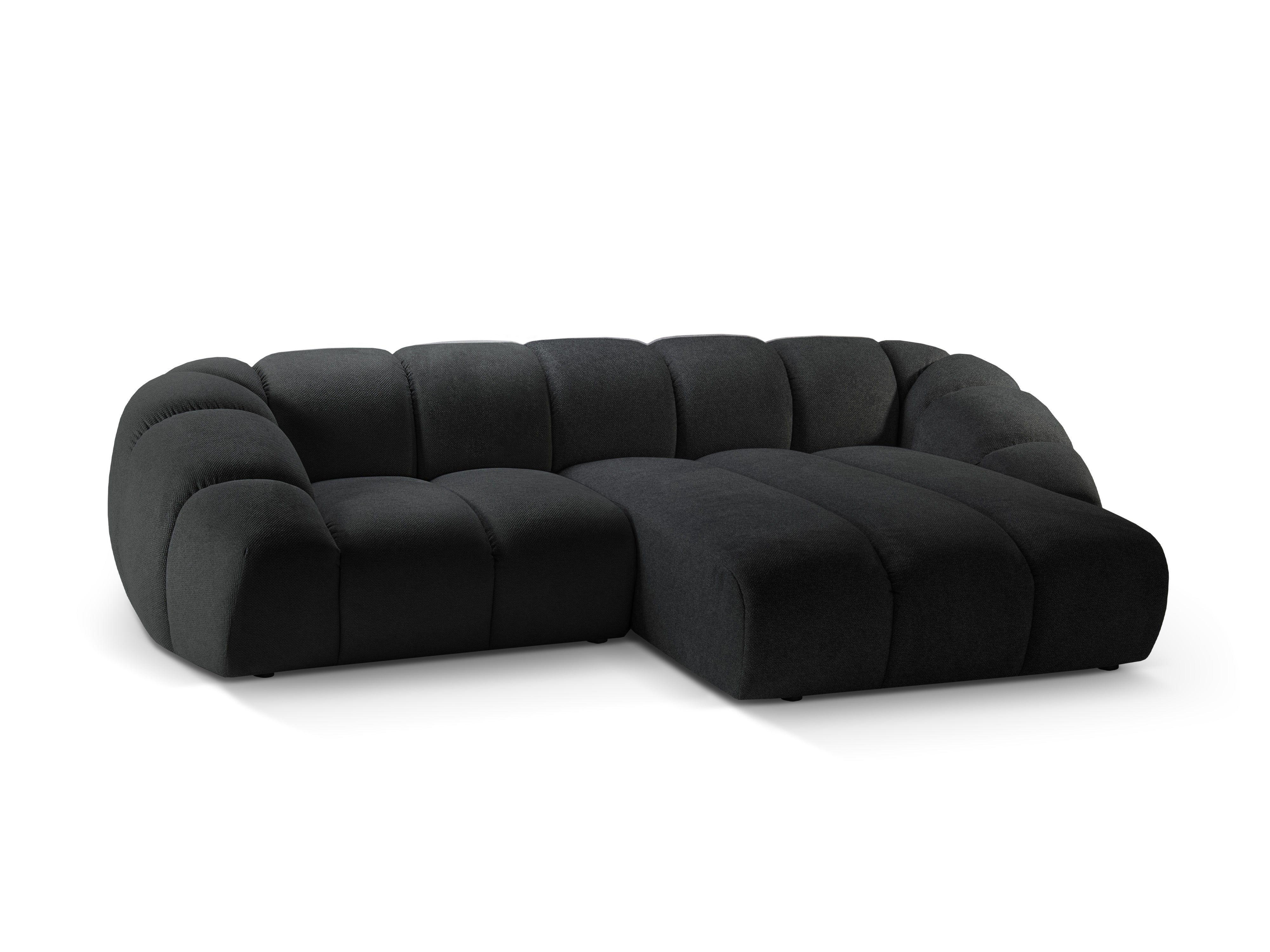Dreisitzer-Ecksofa rechts DIANA anthrazitfarbenes Chenille