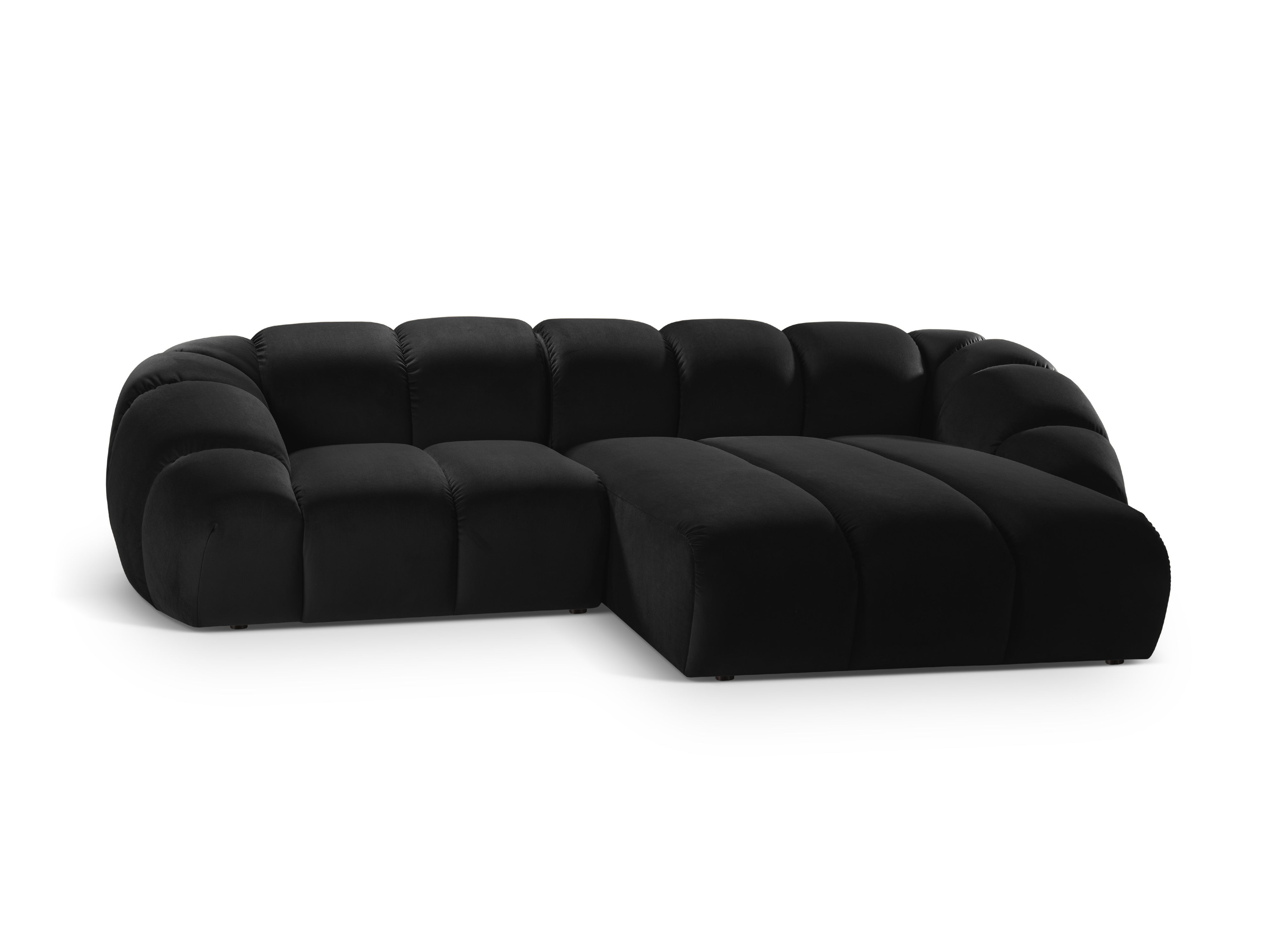 Velvet Right Corner Sofa, "Diana", 3 Seats, Black, 294x182x72
Made in Europe
