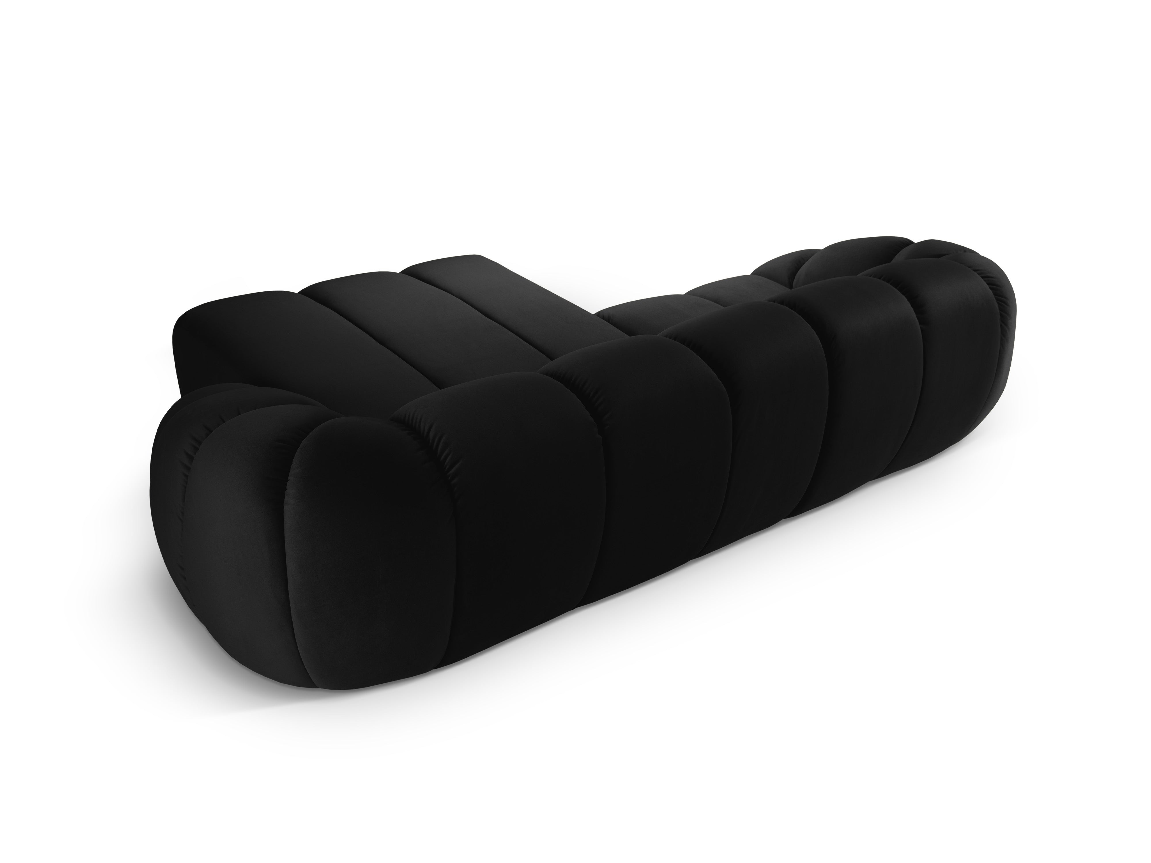 Velvet Right Corner Sofa, "Diana", 3 Seats, Black, 294x182x72
Made in Europe