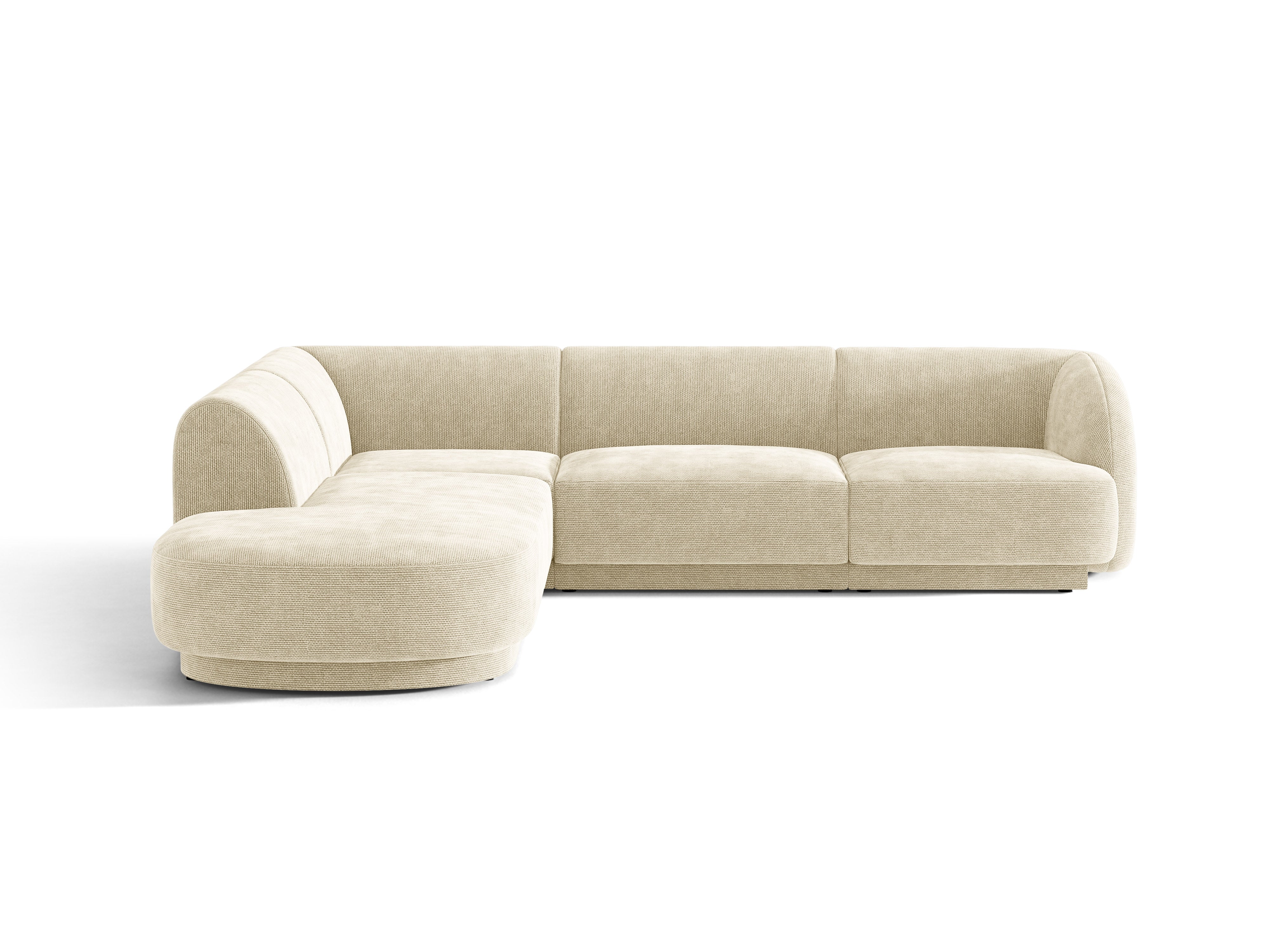 6-seater left-facing corner sofa MILEY light beige silky chenille