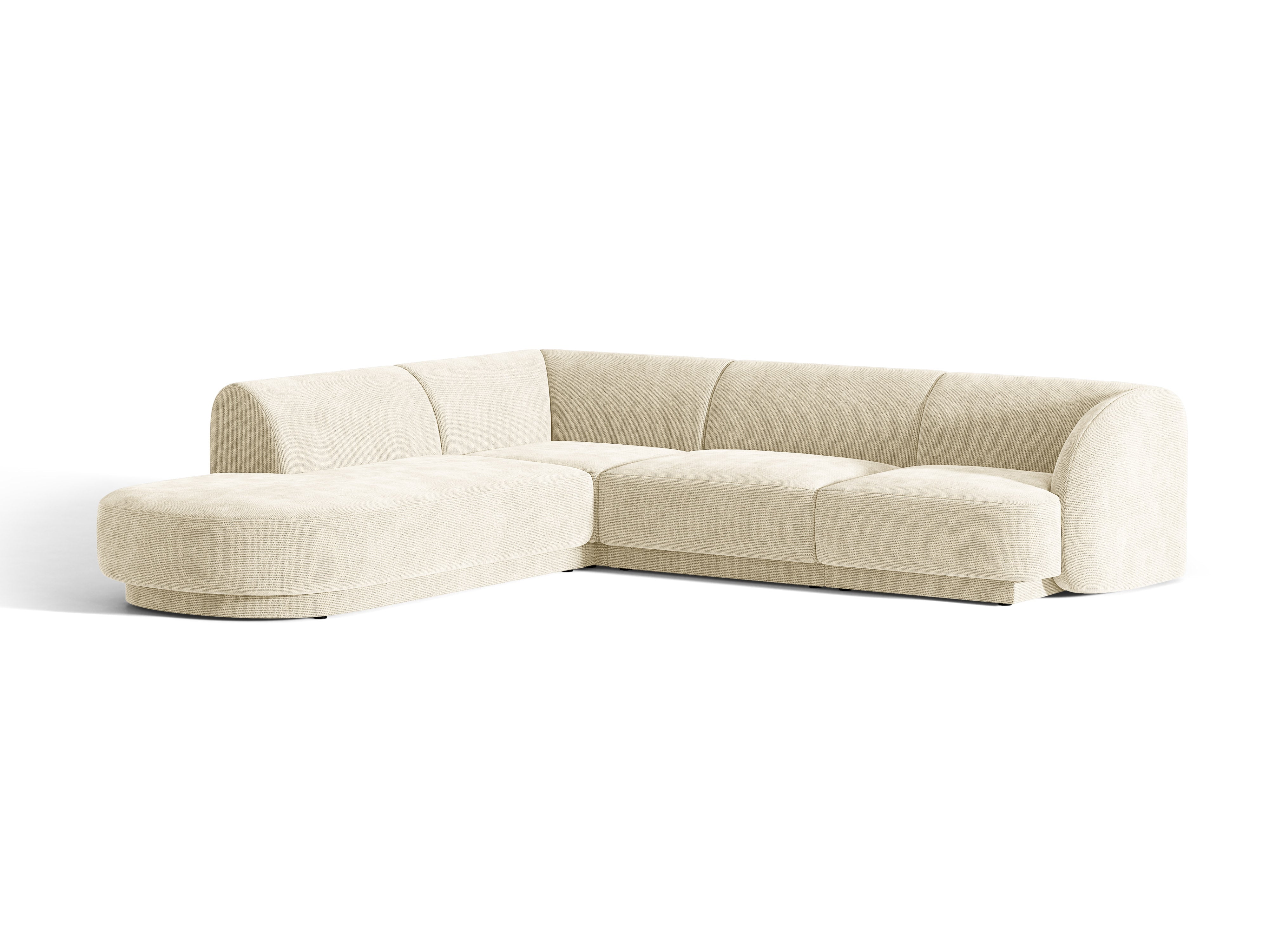 6-seater left-facing corner sofa MILEY light beige silky chenille