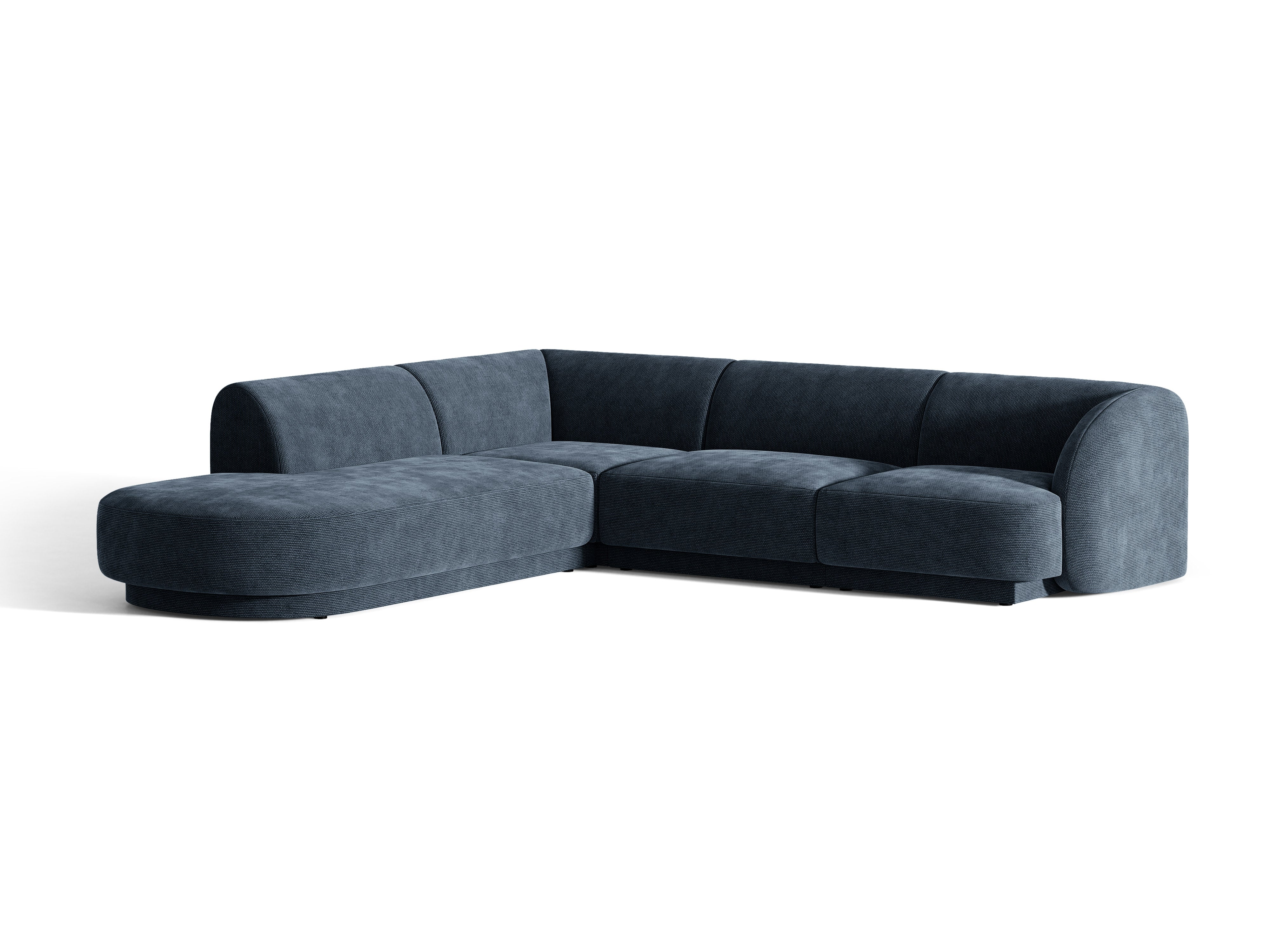 Narożnik 6-osobowy lewostronny MILEY granatowy szenil jedwabisty – sofa narożna