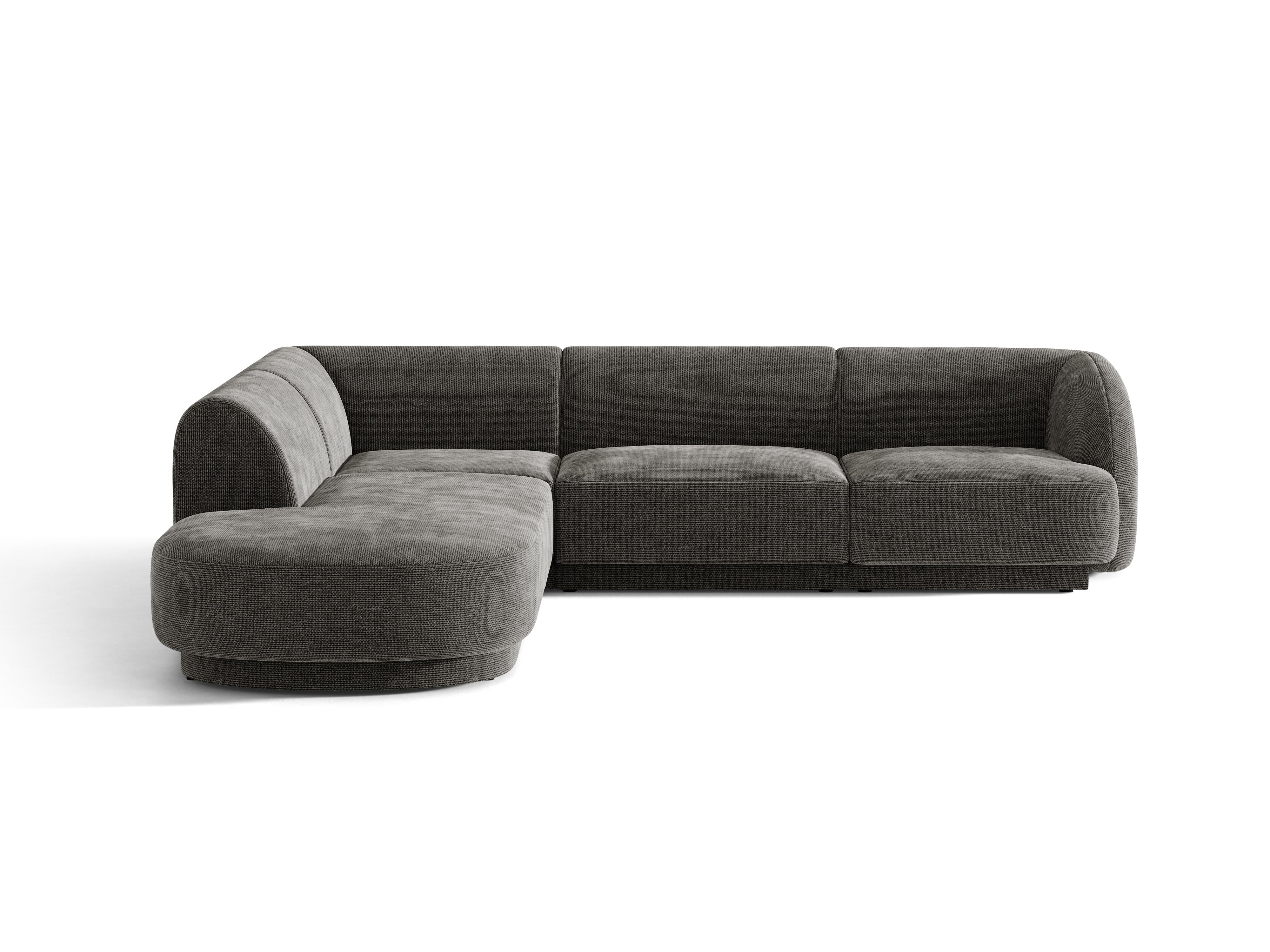 6-seater left-facing corner sofa MILEY in silky gray chenille