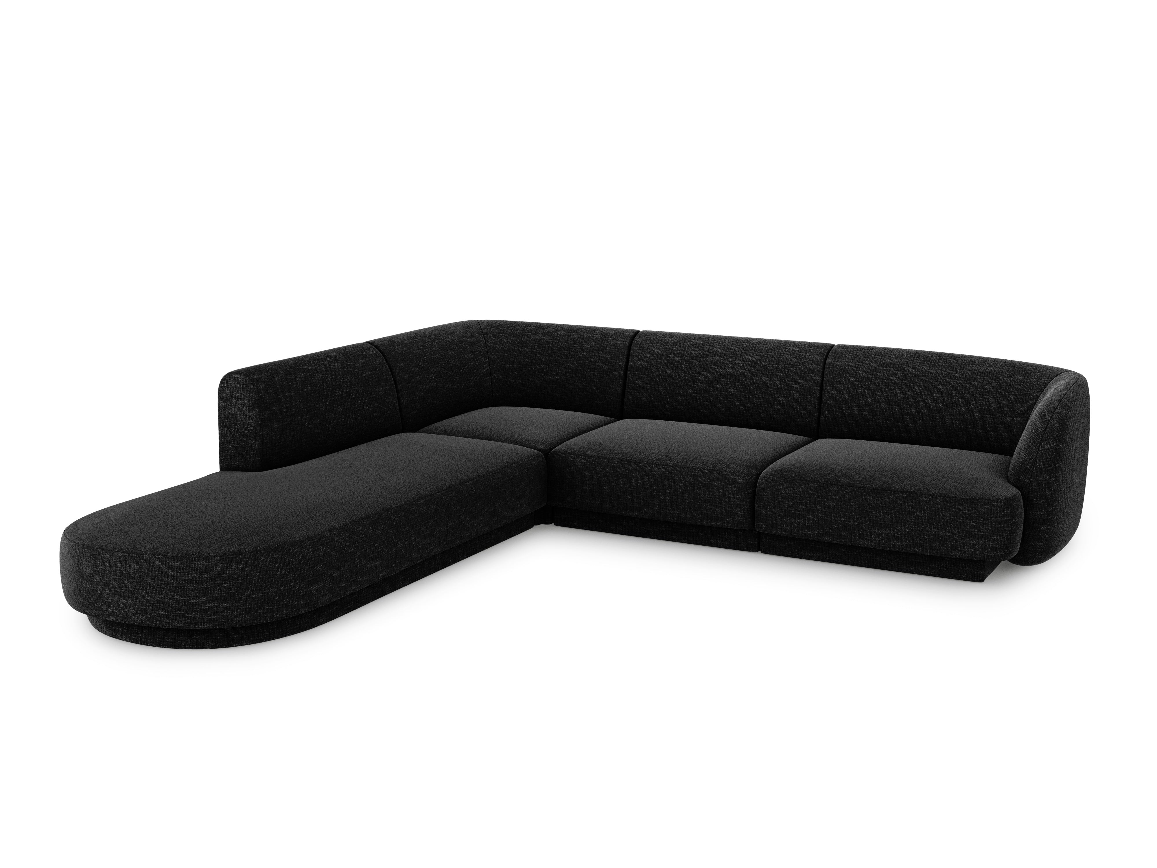 Linksseitiges 6-Sitzer-Sofa MILEY aus schwarzem Chenille