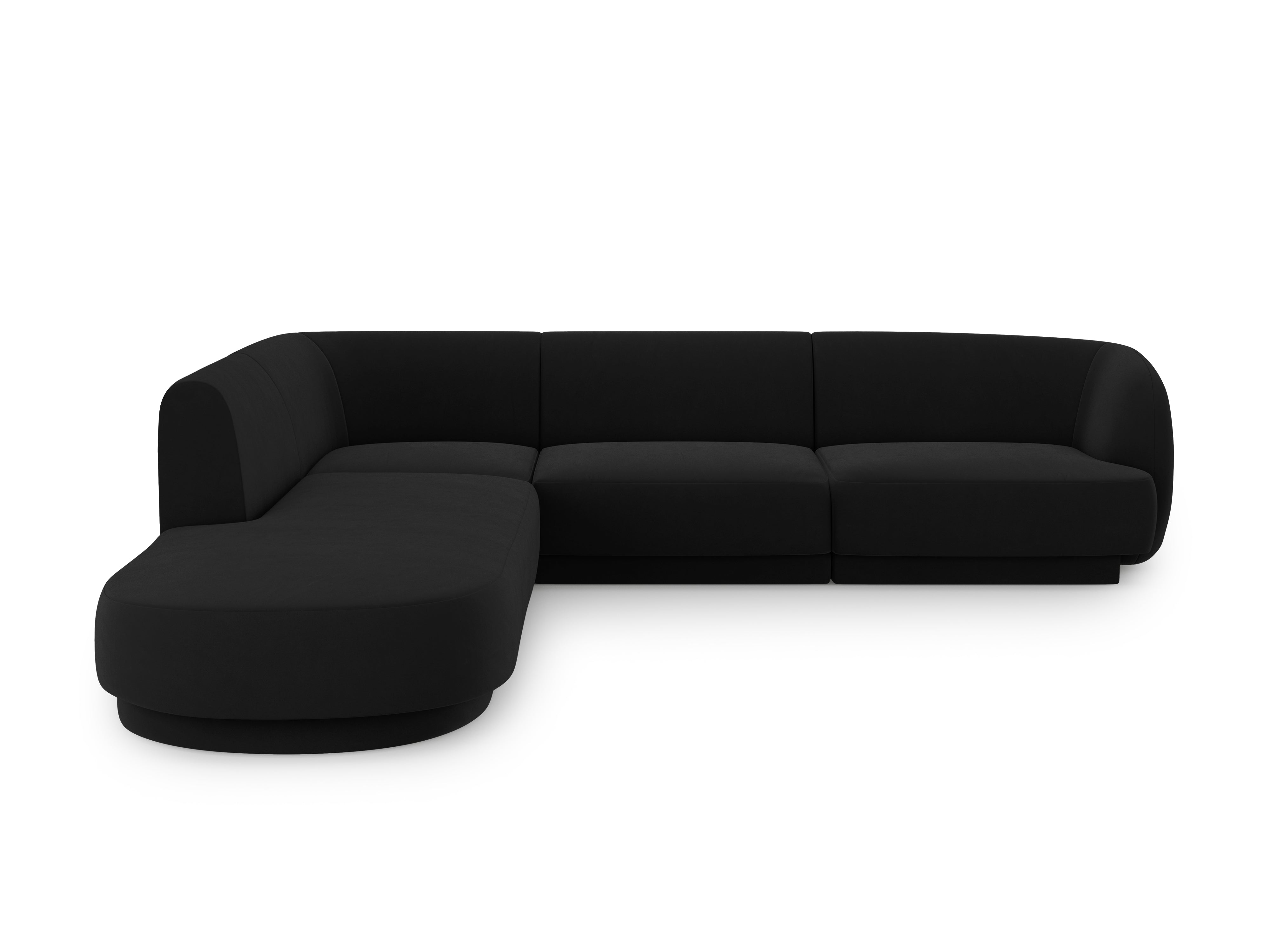 Narożnik aksamitny 6-osobowy lewostronny MILEY czarny Micadoni    Eye on Design