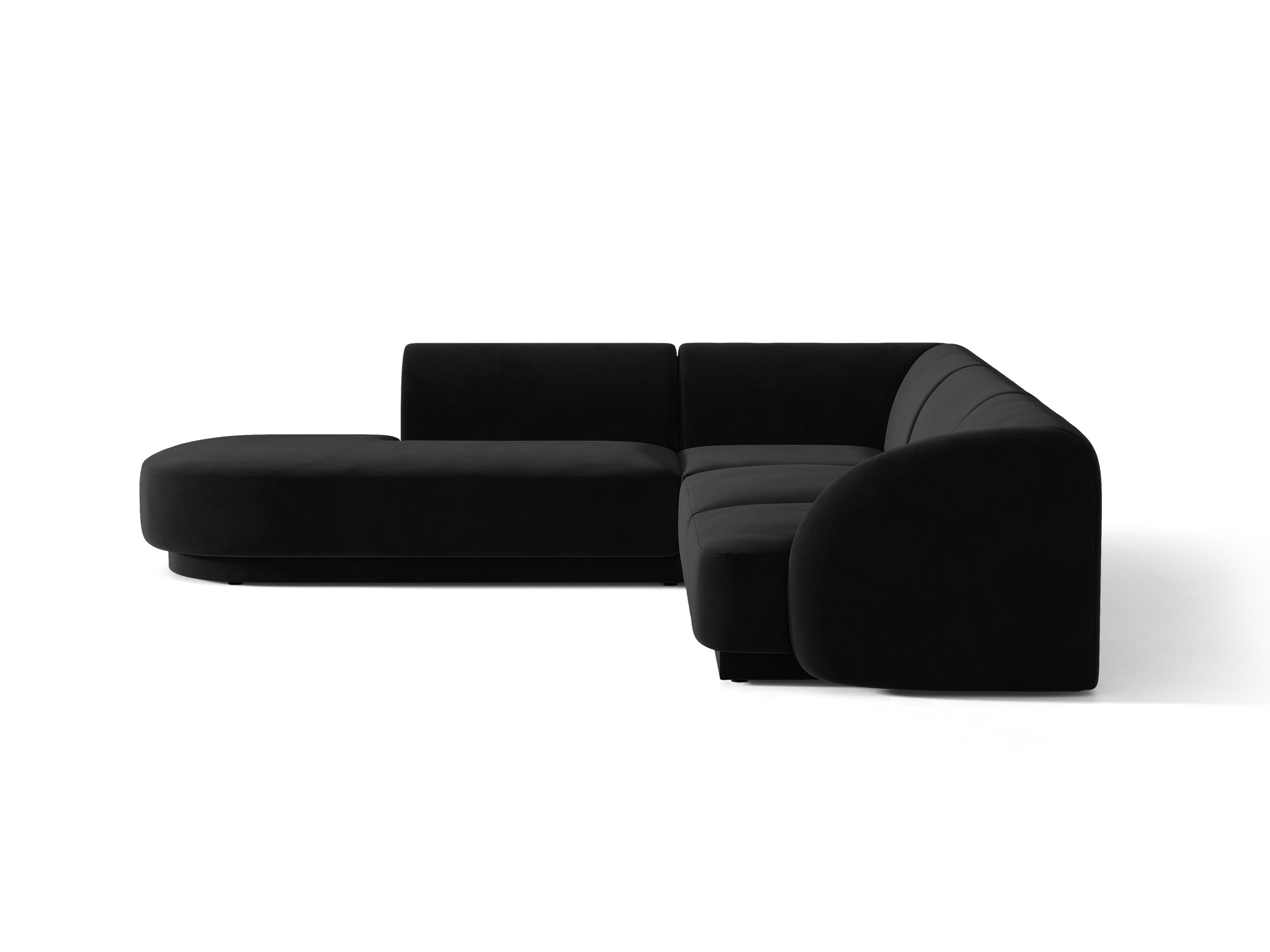 Narożnik aksamitny 6-osobowy lewostronny MILEY czarny – sofa narożna