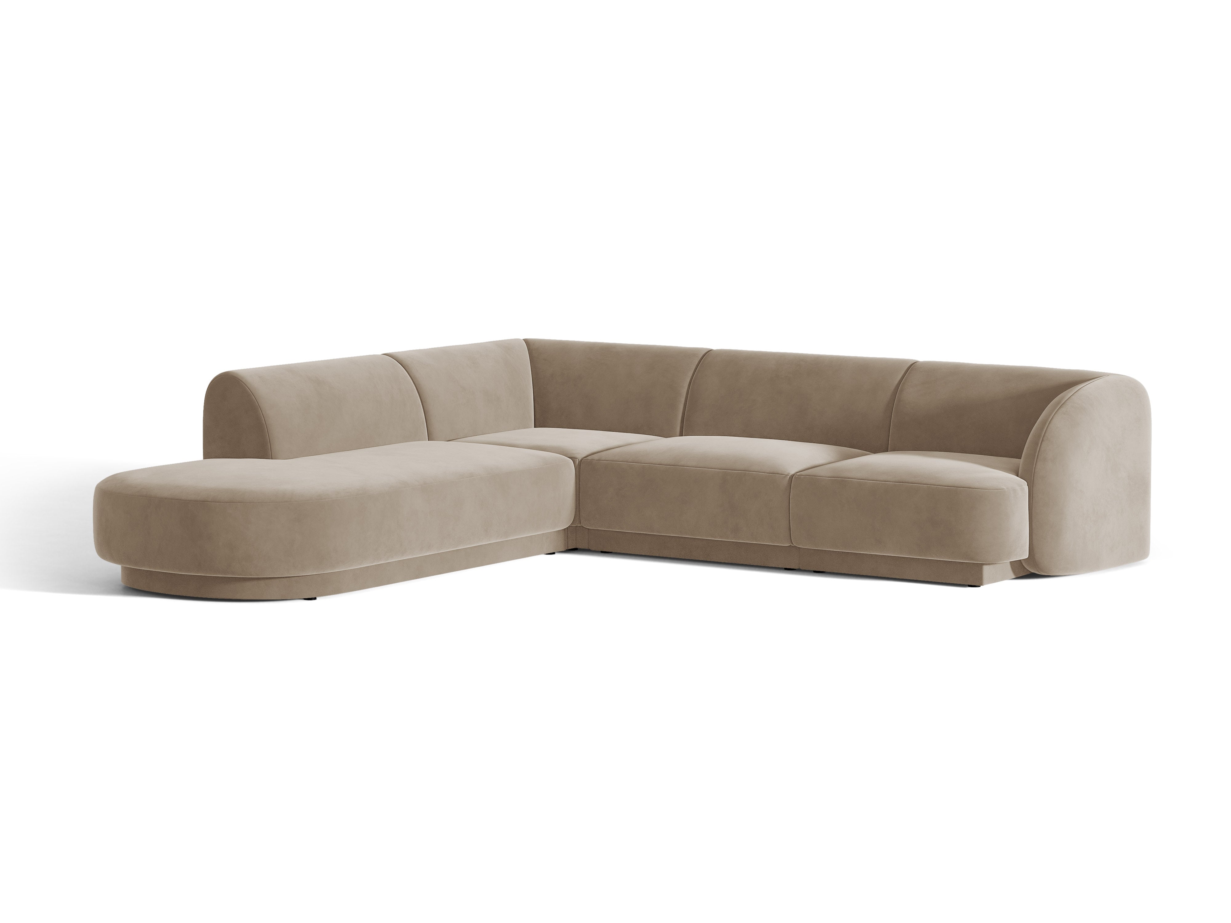 Velvet corner sofa for 6 people, left-sided MILEY cappuccino