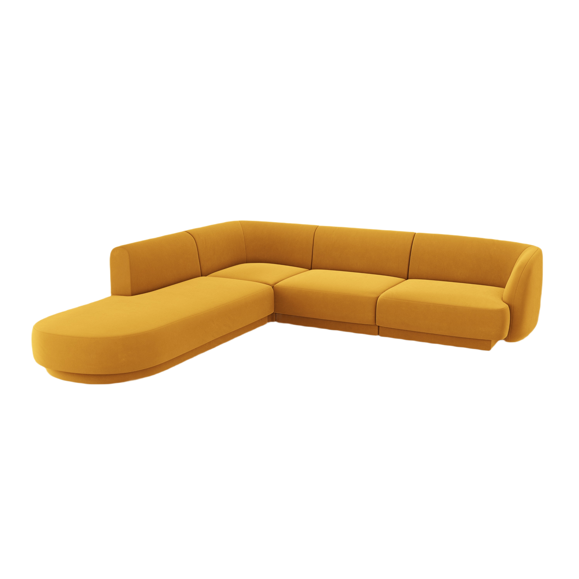 Samt-Ecksofa für 6 Personen links MILEY gelb