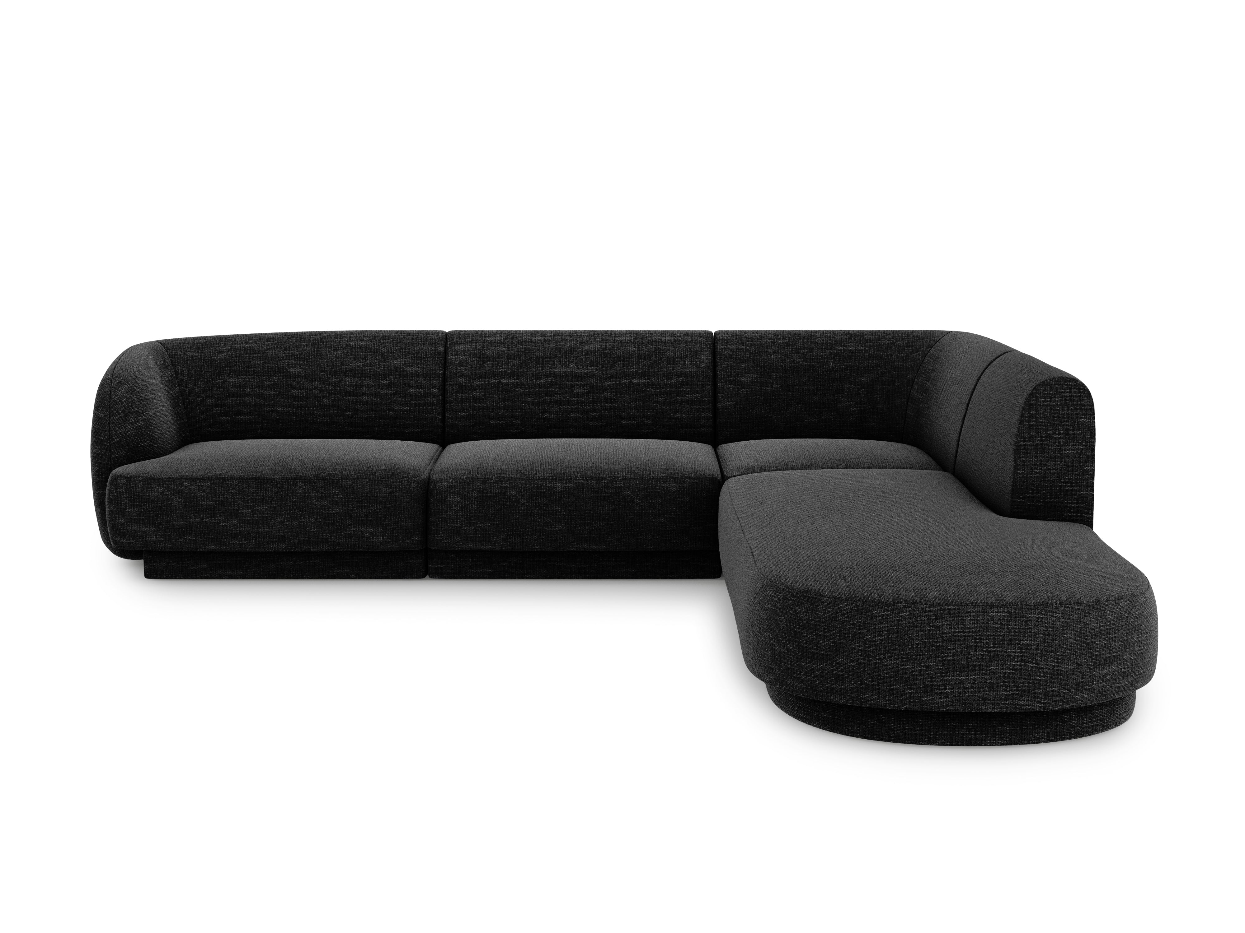 Narożnik 6-osobowy w tkaninie szenilowej prawostronny MILEY czarny Micadoni    Eye on Design