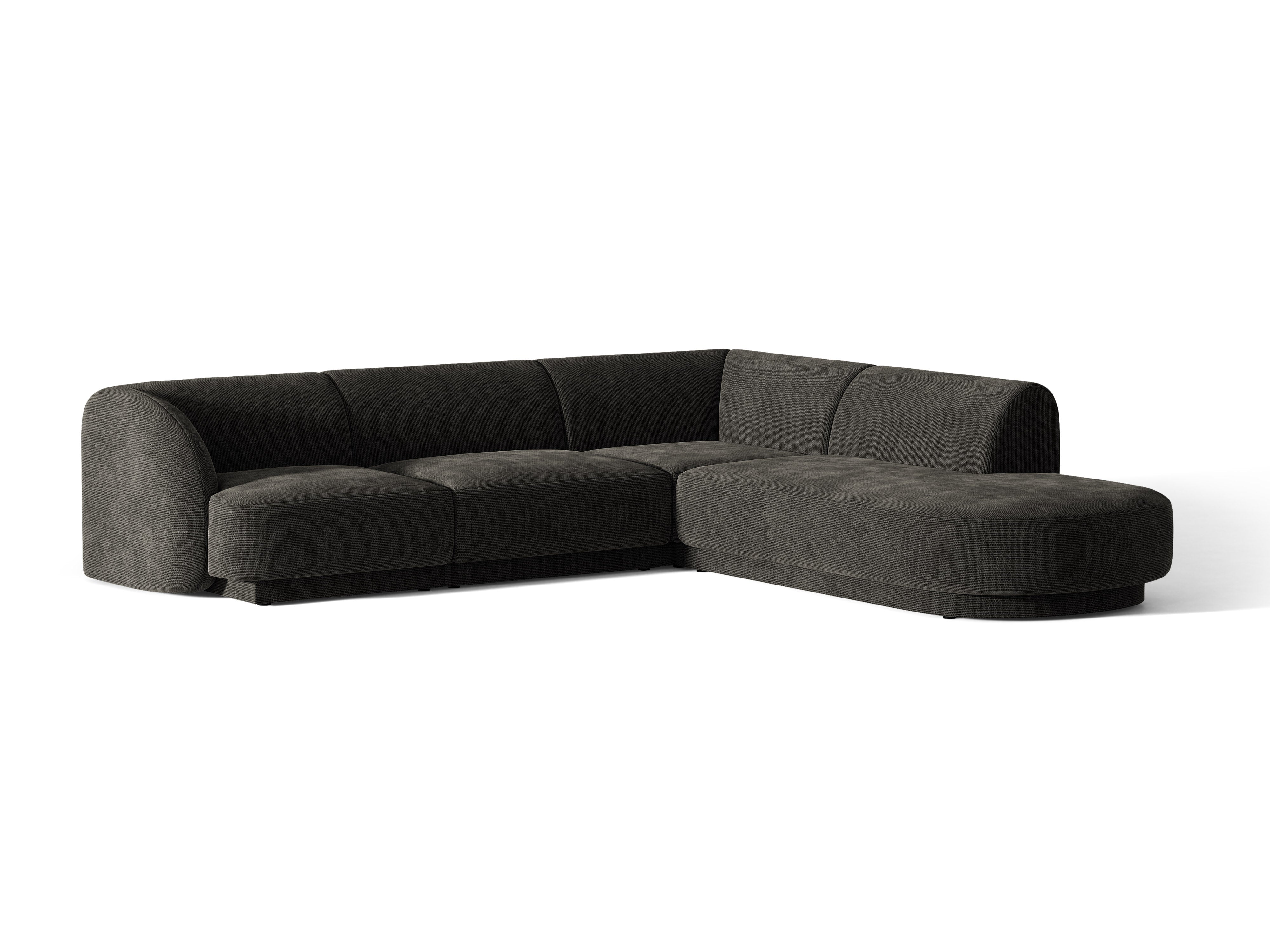Narożnik prawostronny 6-osobowy MILEY czarny szenil – sofa narożna
