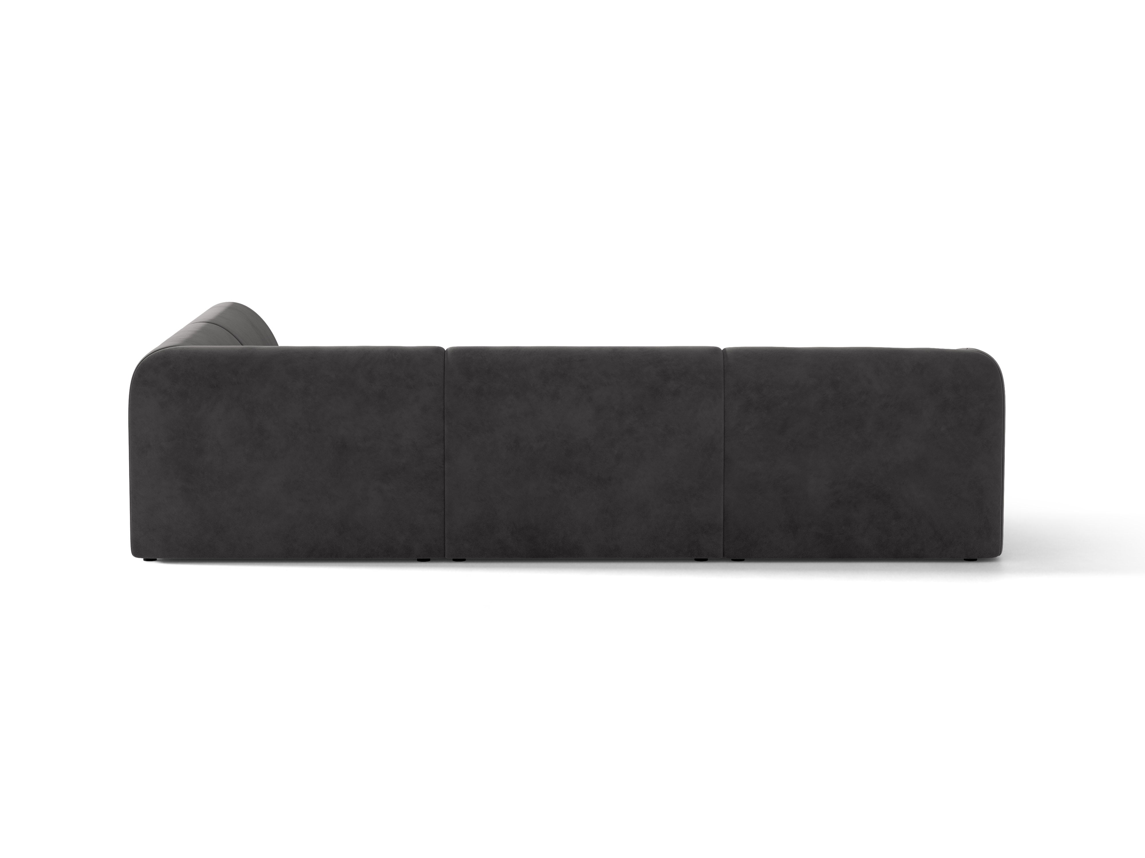 Velvet corner sofa for 6 people right-facing MILEY dark gray