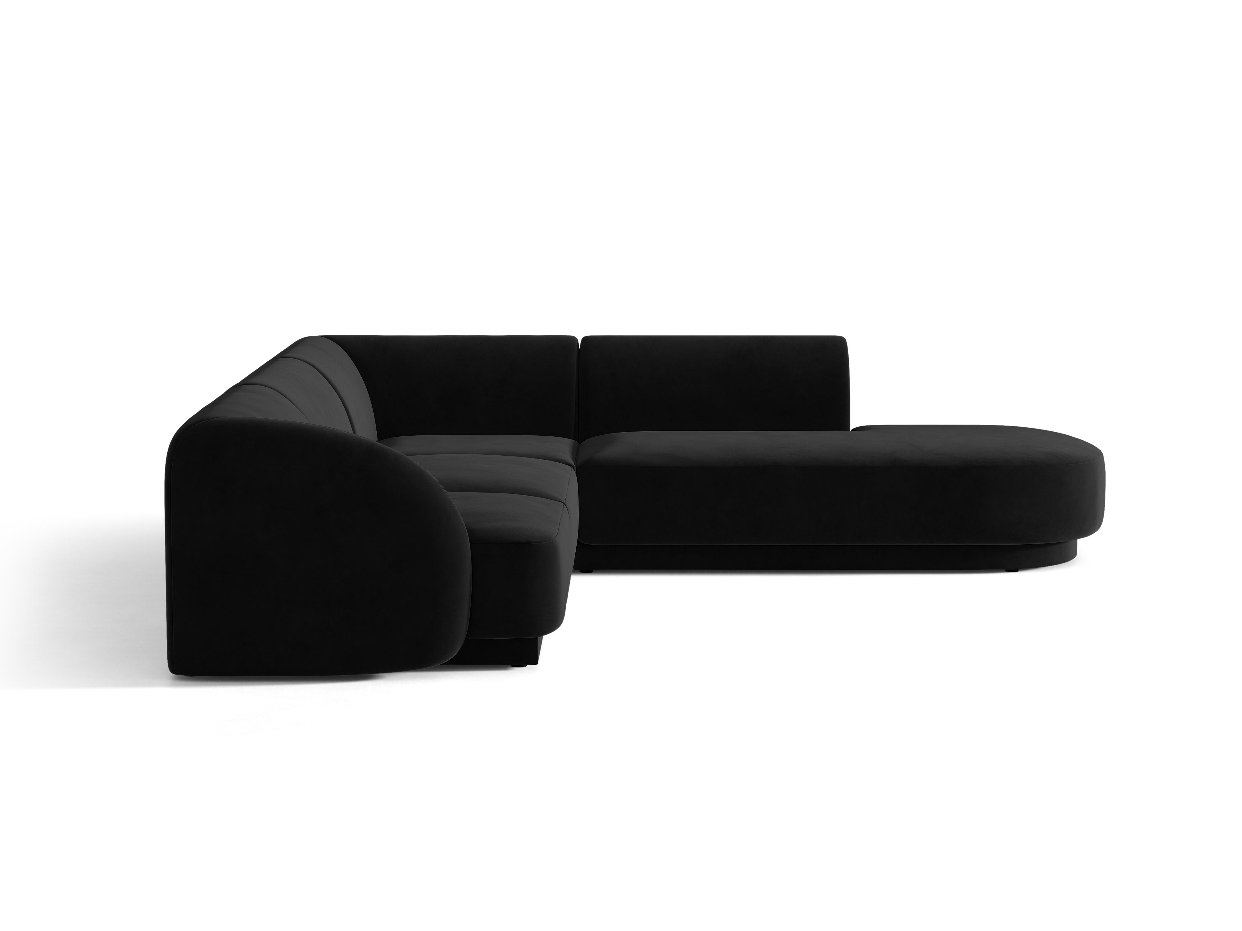 Narożnik aksamitny 6-osobowy prawostronny MILEY czarny – sofa narożna