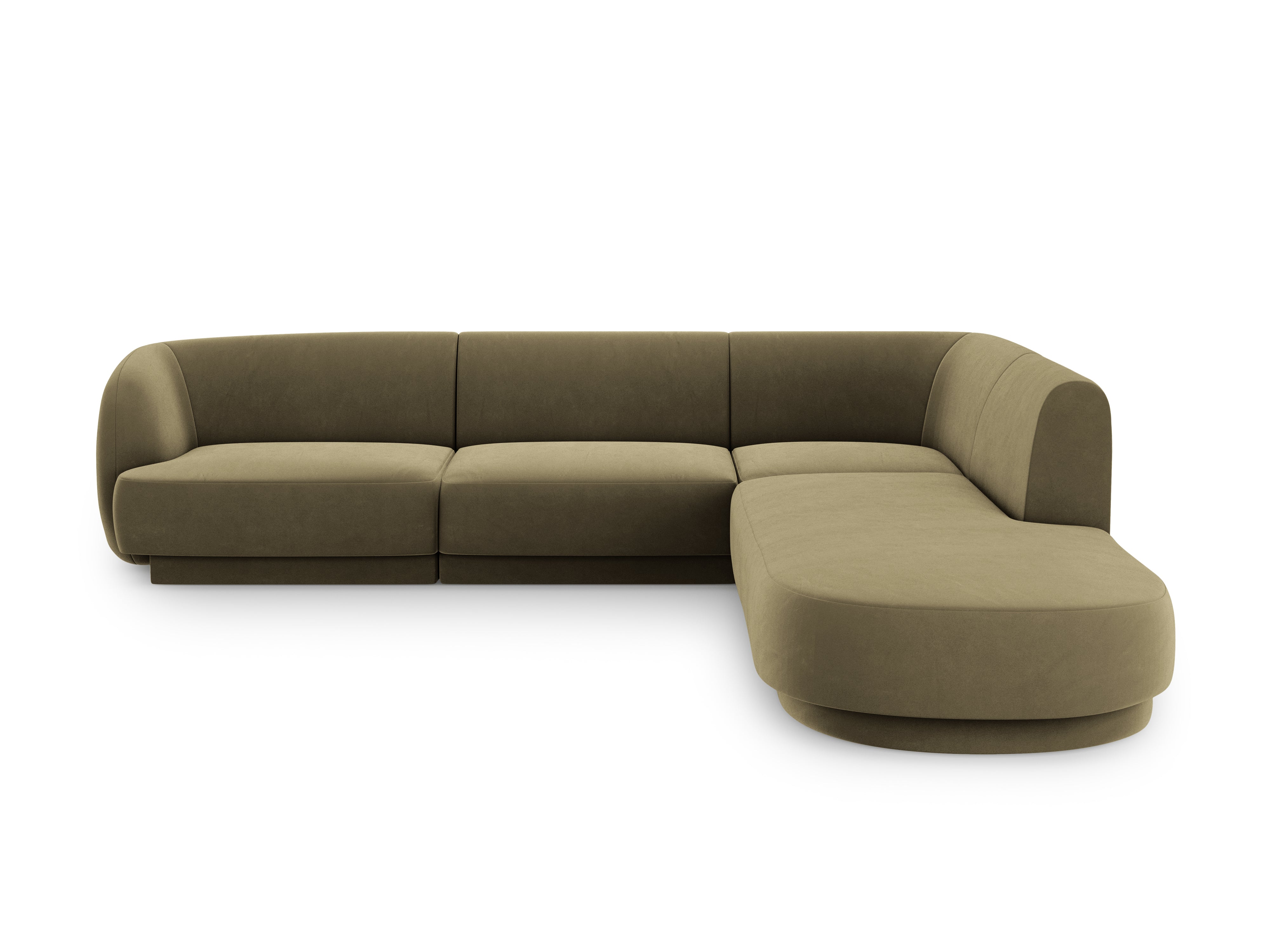 Narożnik aksamitny 6-osobowy prawostronny MILEY zielony Micadoni    Eye on Design