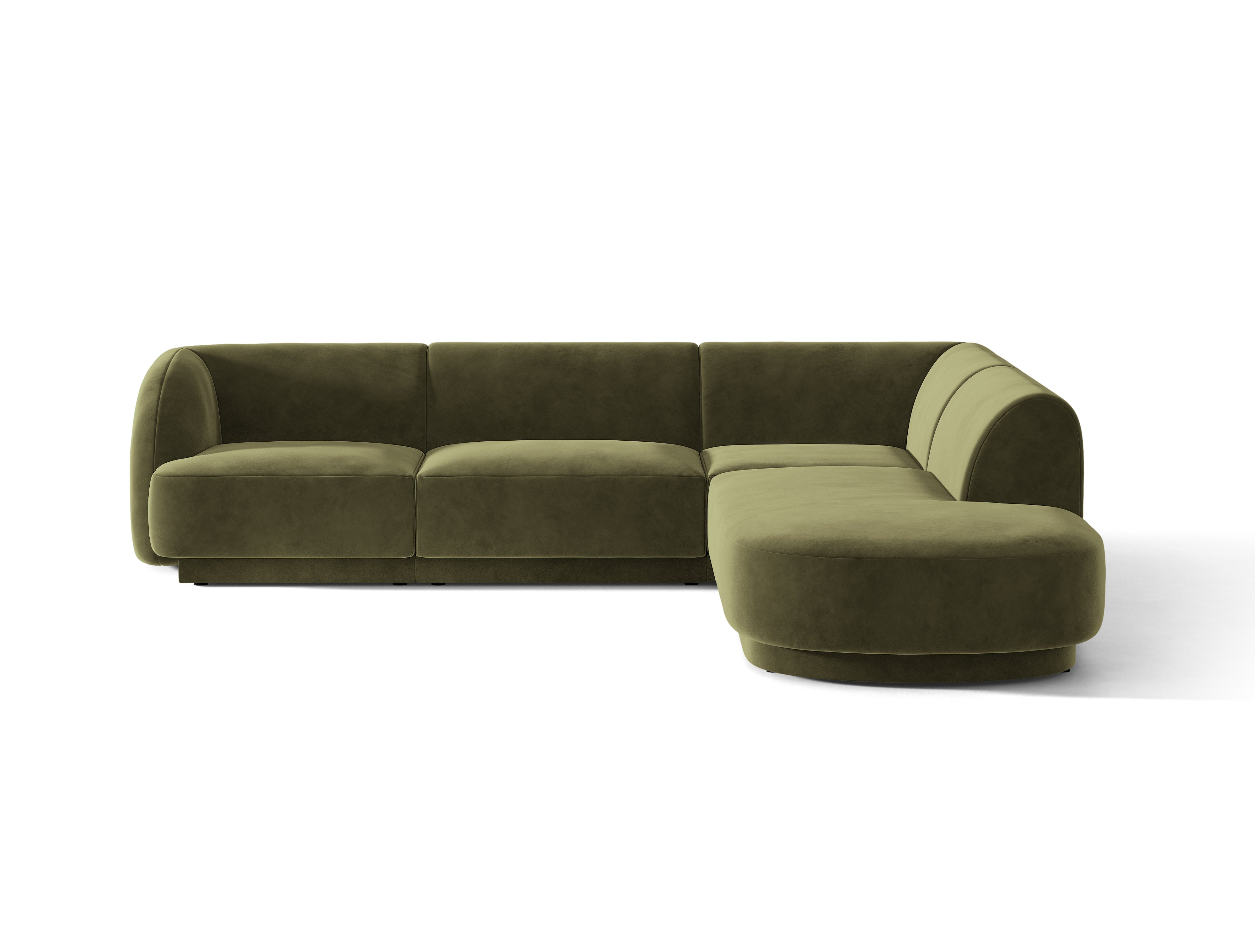 Velvet corner sofa for 6 people right-facing MILEY green