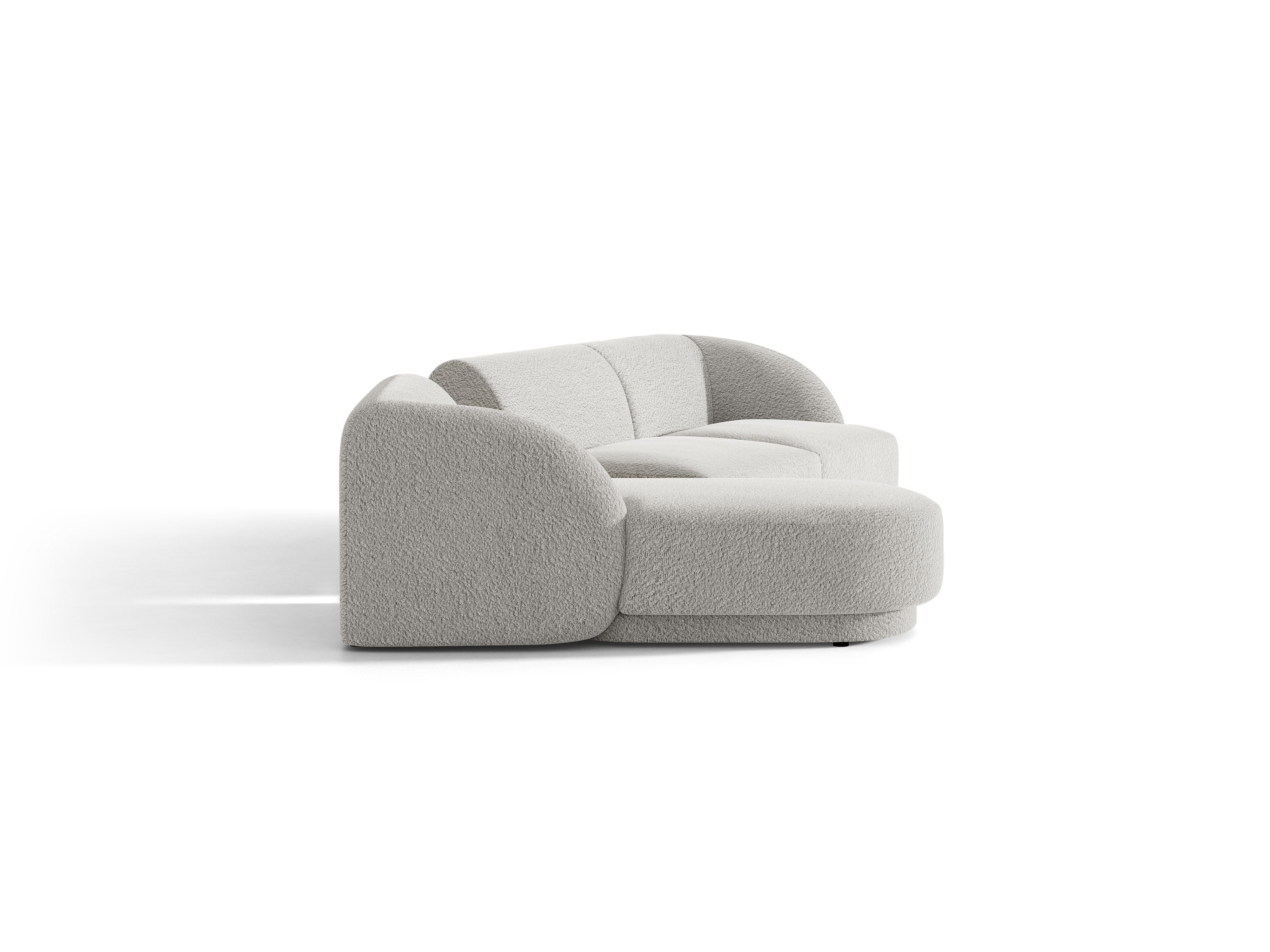 Narożnik modułowy ze stolikiem 3-osobowy lewostronny MILEY jasnoszary boucle – sofa narożna