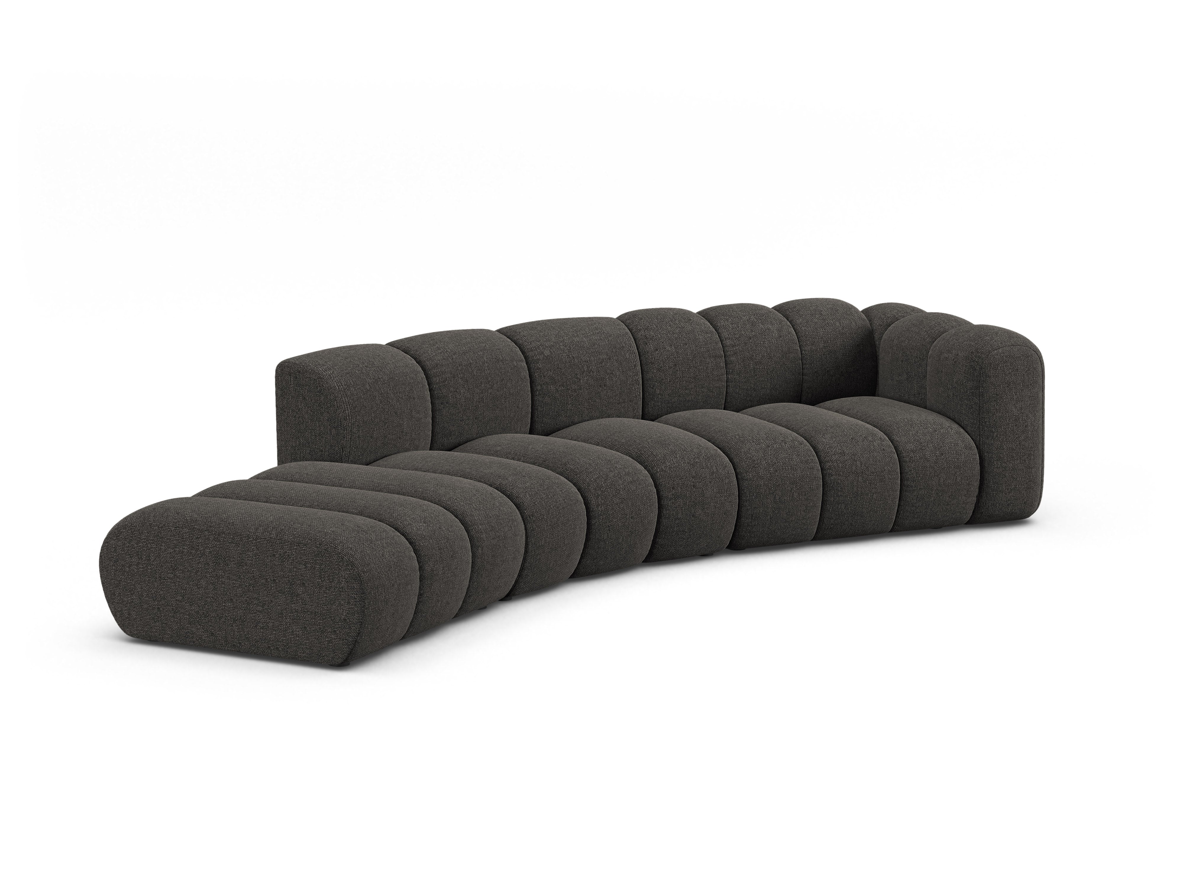 5-seater left-facing sofa LUPINE gray chenille