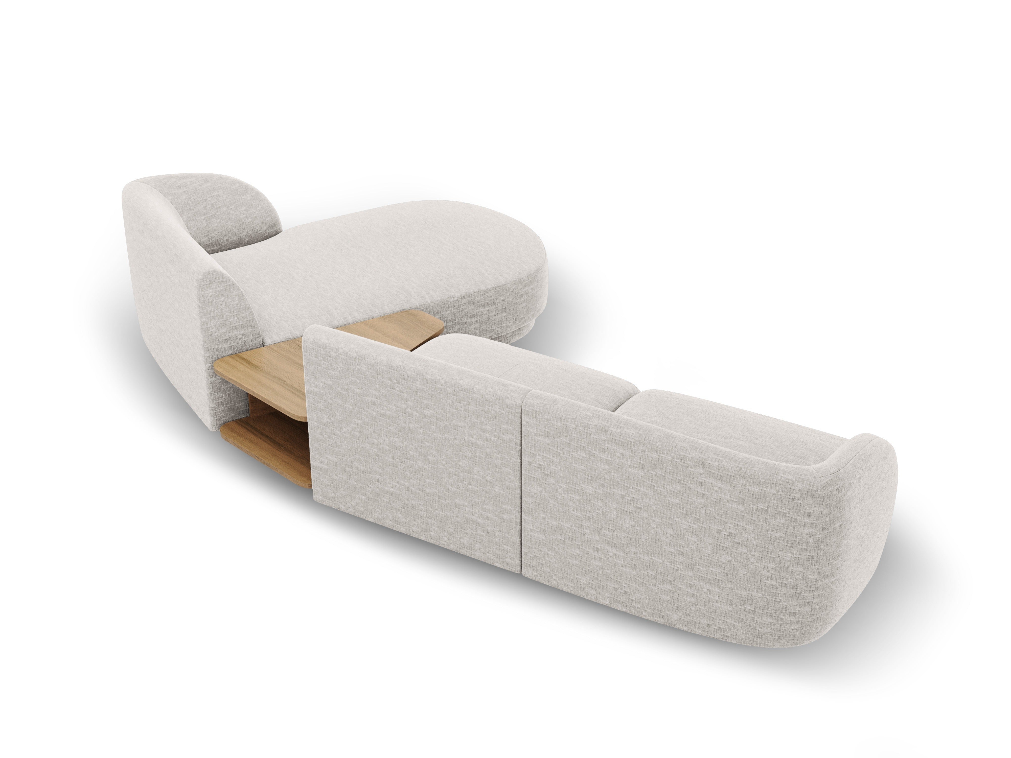Modular corner sofa with table 3-seater right-hand MILEY gray chenille