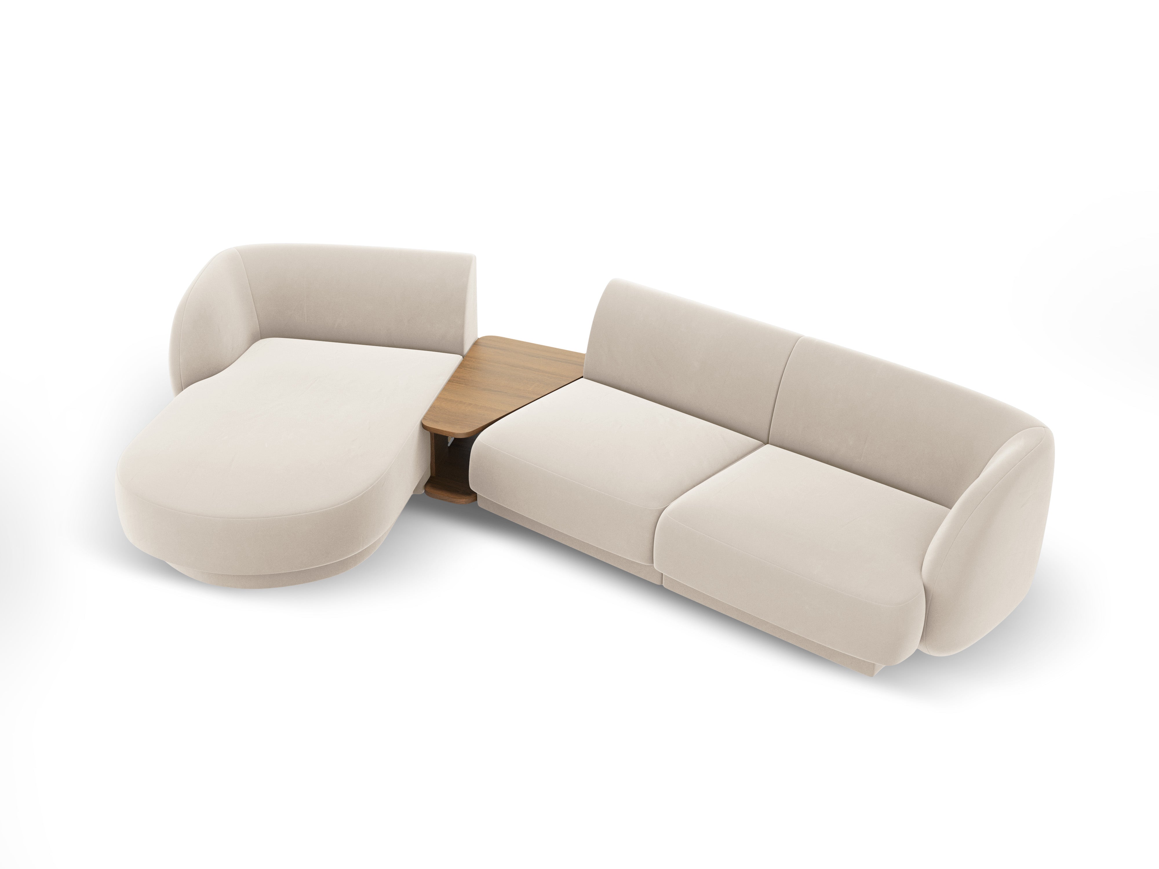 Modulares Ecksofa mit Tisch 3-sitzig links MILEY hellbeige