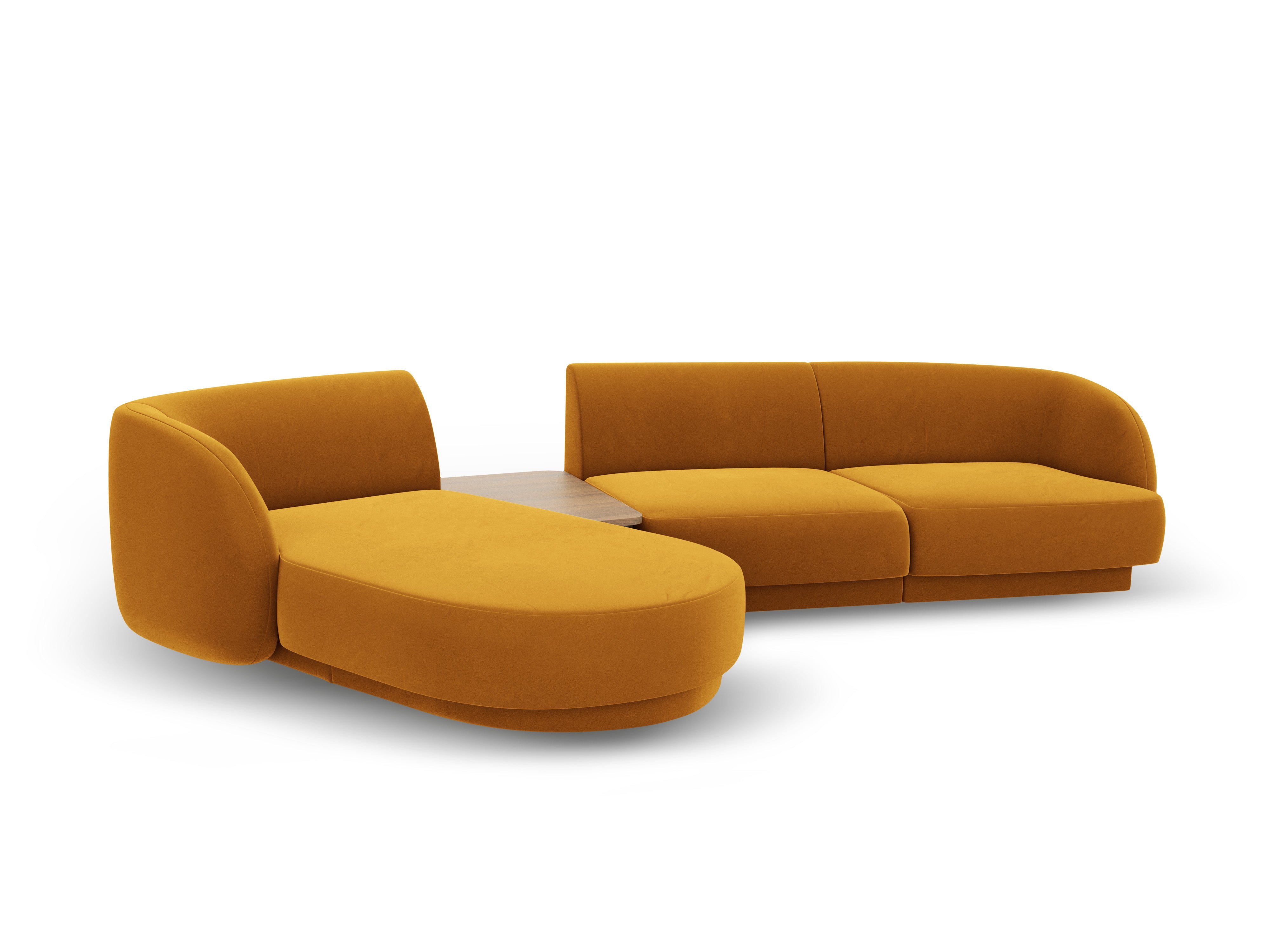 Modulares Ecksofa mit Tisch, 3-Sitzer, links, MILEY, gelb