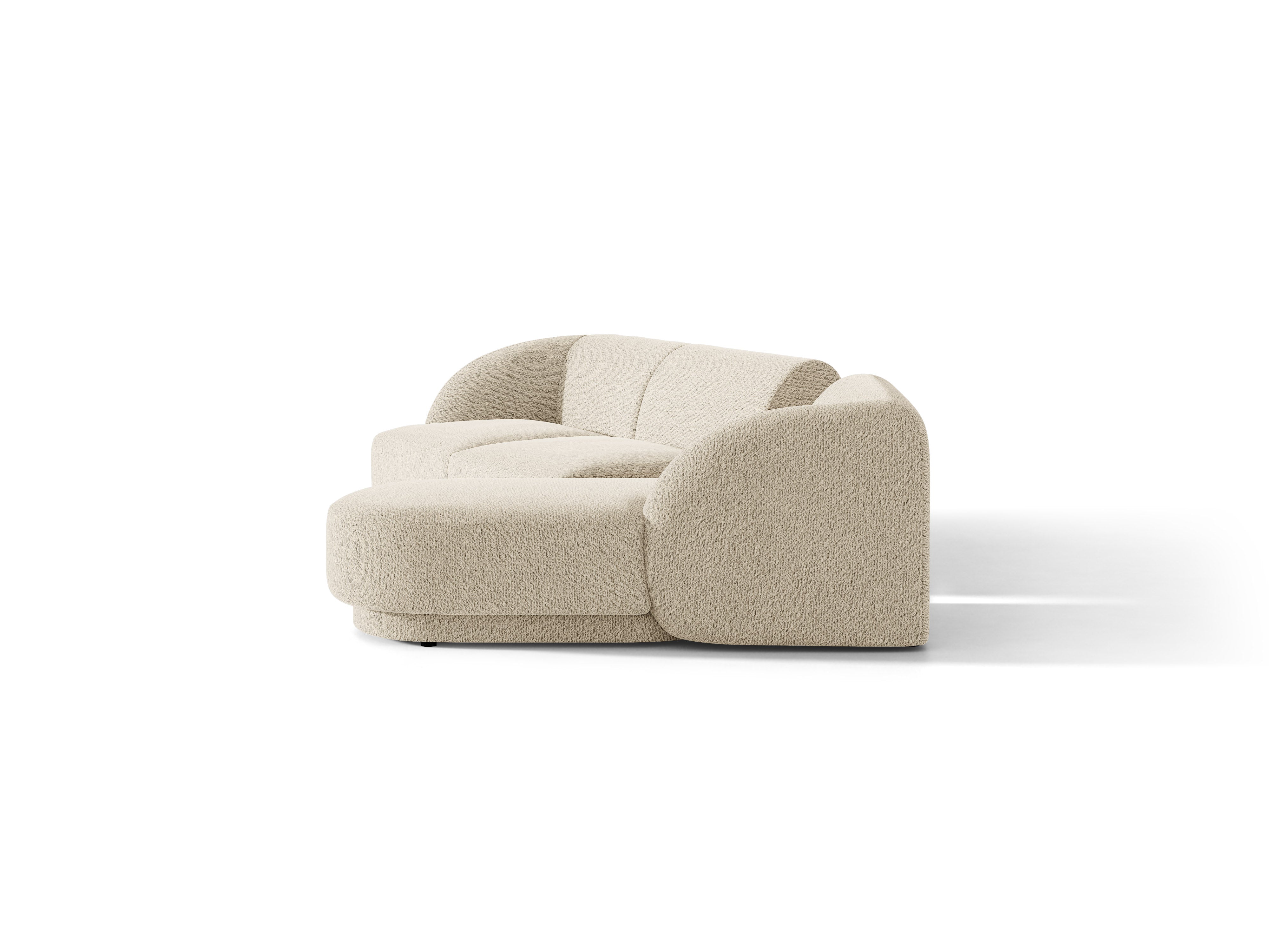 Narożnik modułowy ze stolikiem 3-osobowy prawostronny MILEY beżowy boucle – sofa narożna