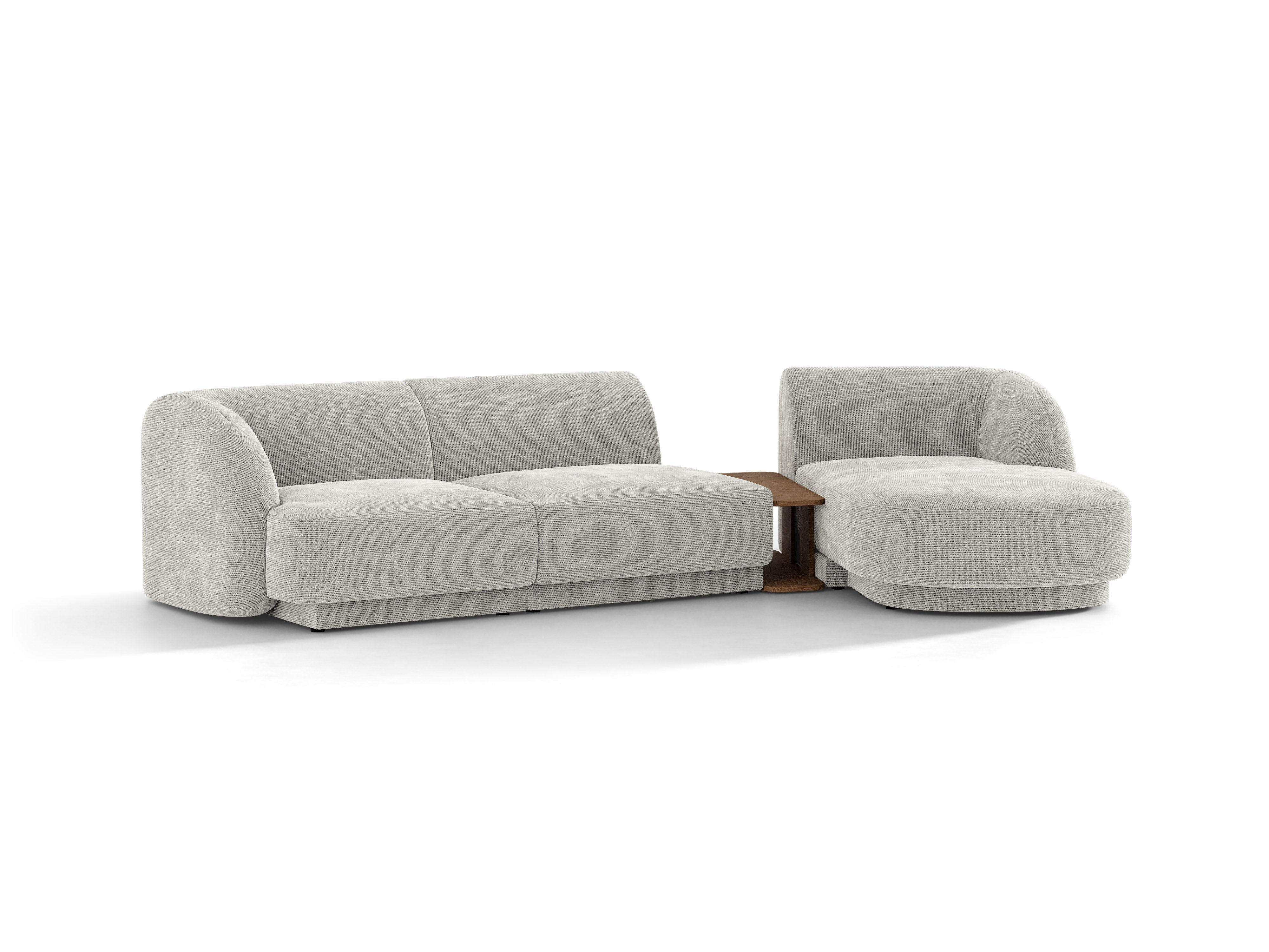 Narożnik modułowy ze stolikiem 3-osobowy prawostronny MILEY szary szenil – sofa narożna