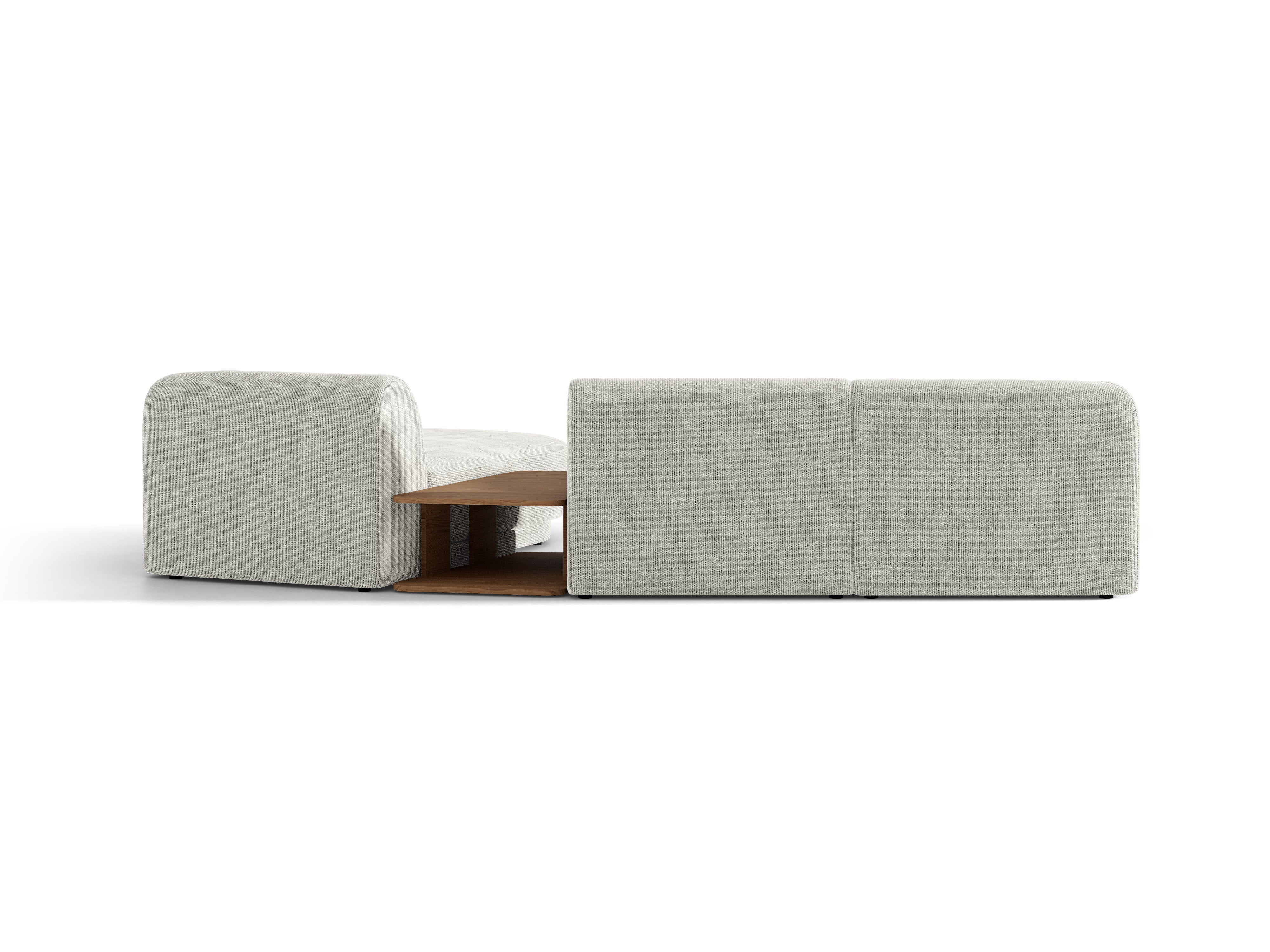 Narożnik modułowy ze stolikiem 3-osobowy prawostronny MILEY szary szenil – styl minimalistyczny