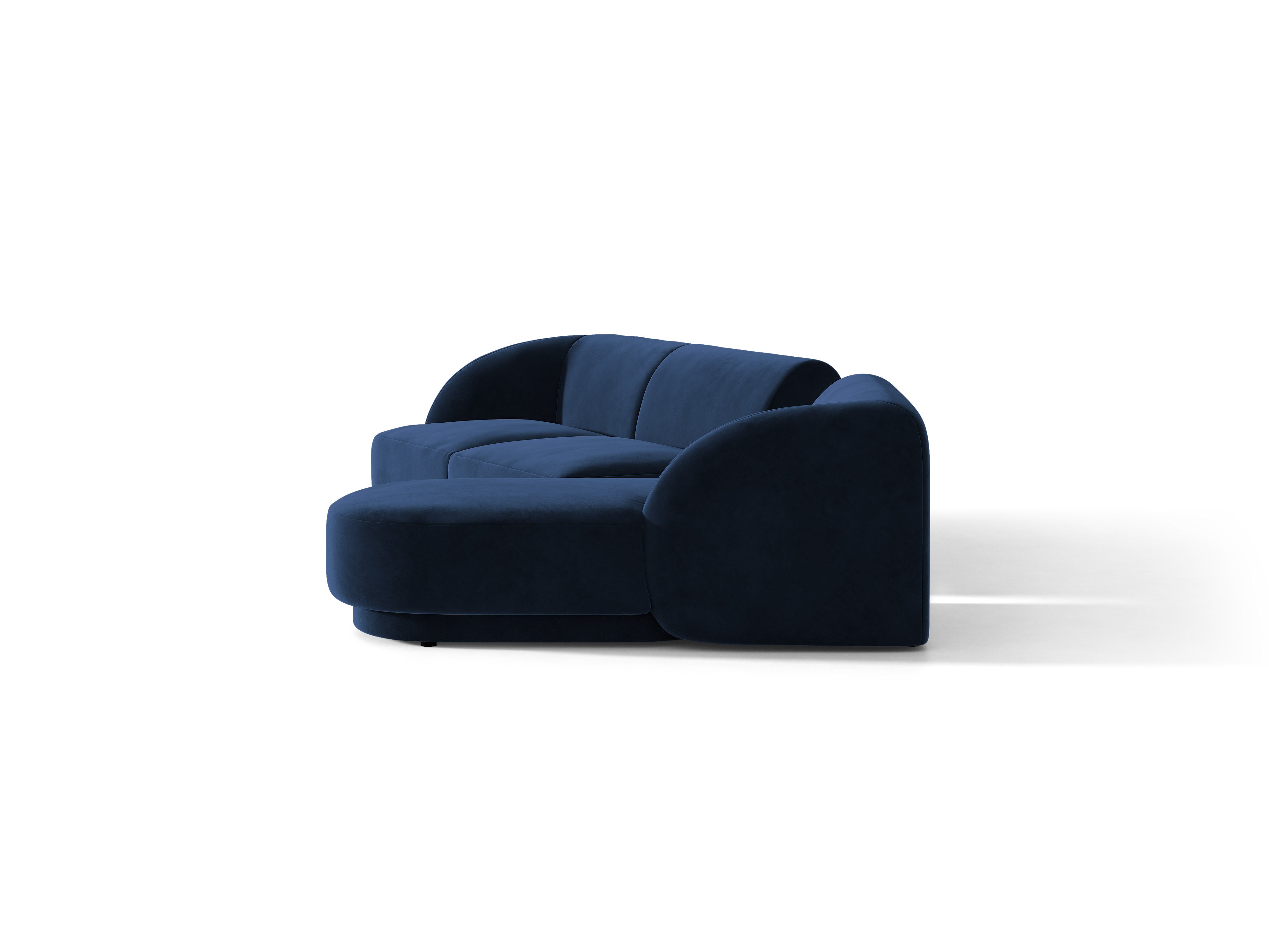 Narożnik modułowy ze stolikiem 3-osobowy prawostronny aksamitny MILEY granat królewski – sofa narożna