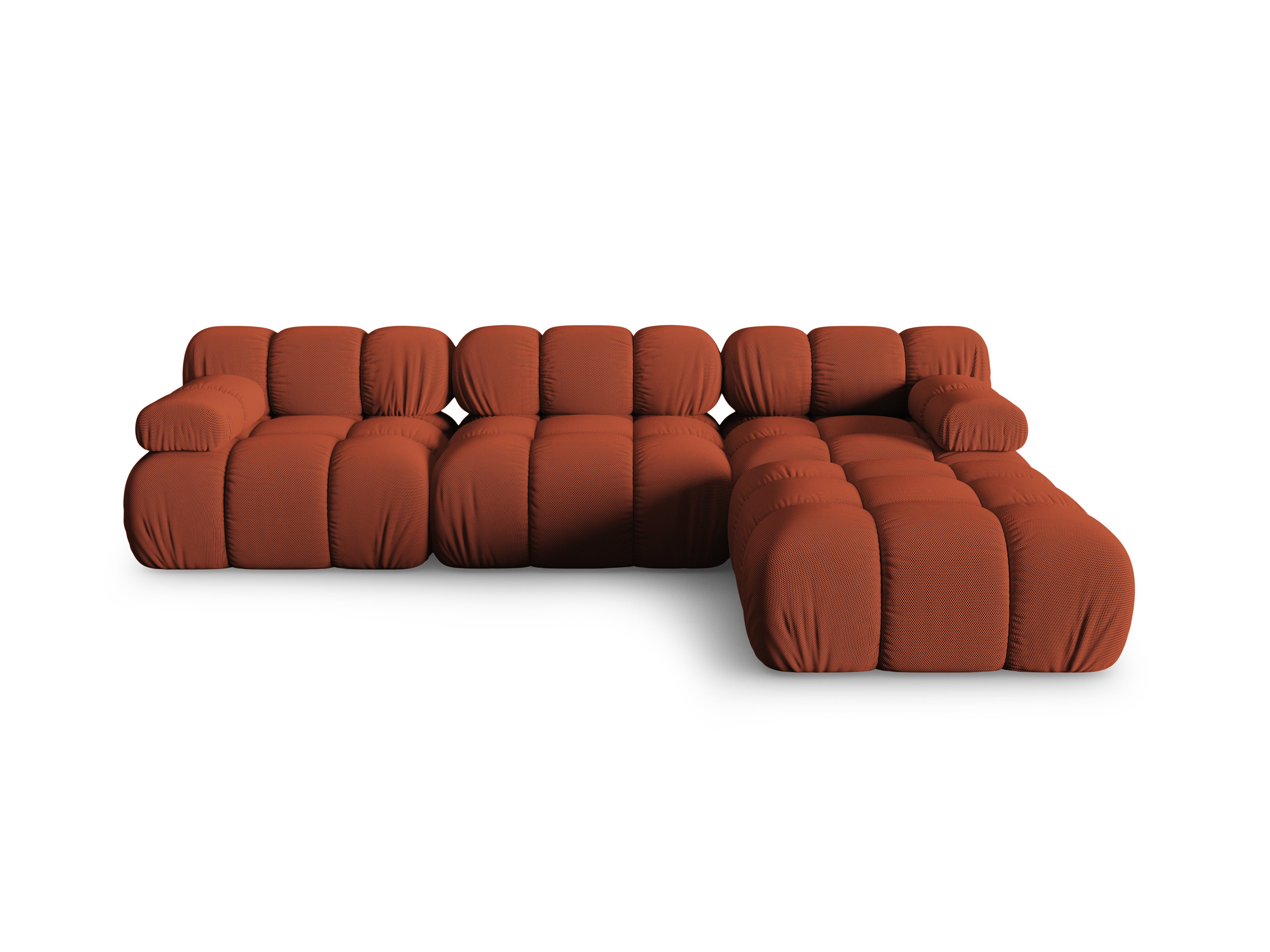 Universal corner sofa BELLIS in brick-colored 3D fabric