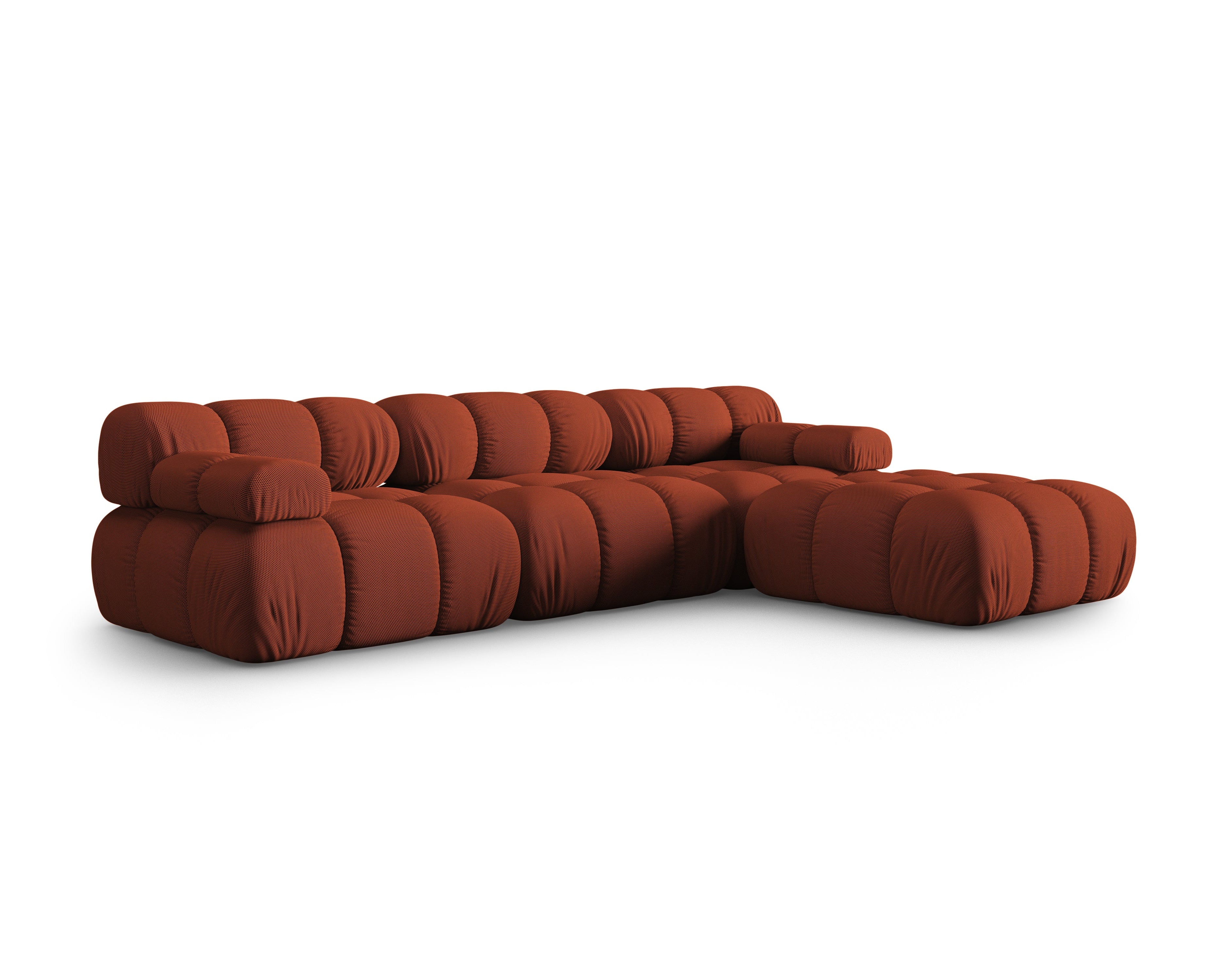 Universal corner sofa BELLIS in brick-colored 3D fabric