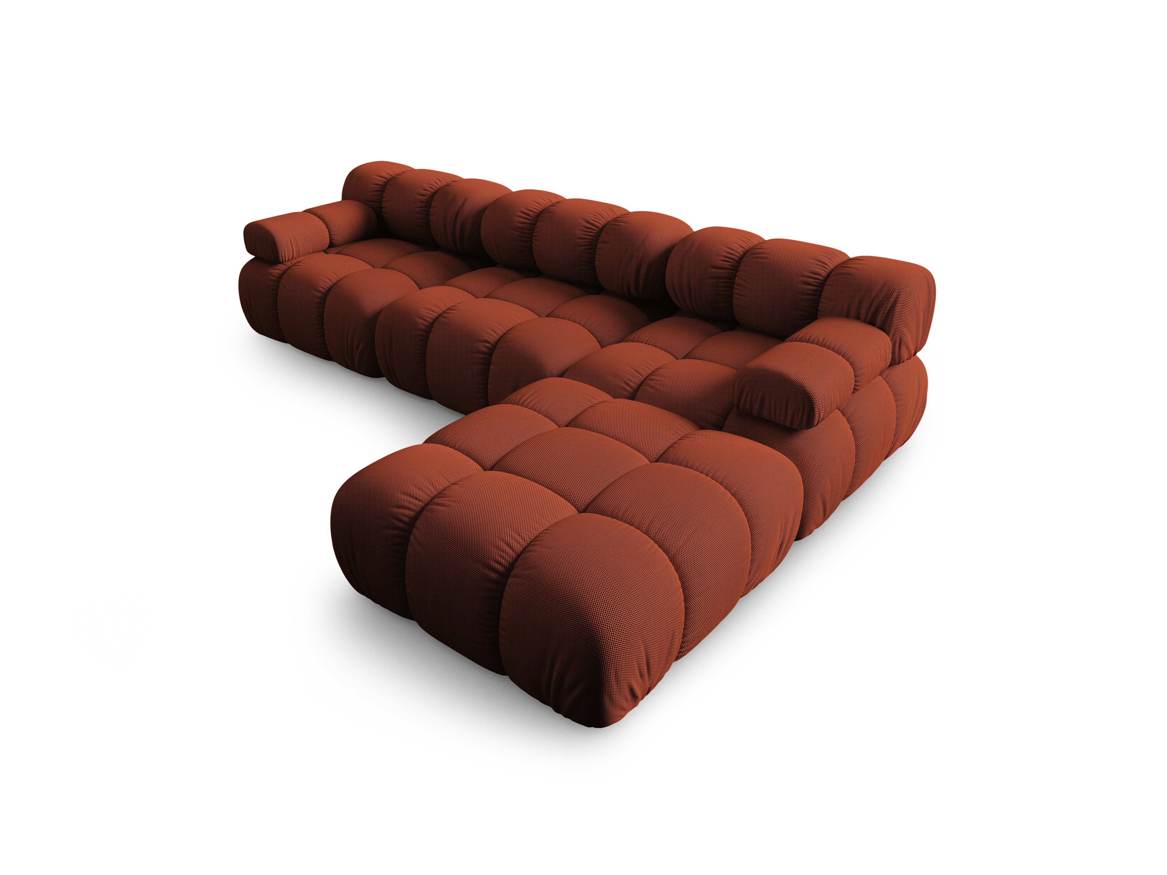 Universal corner sofa BELLIS in brick-colored 3D fabric