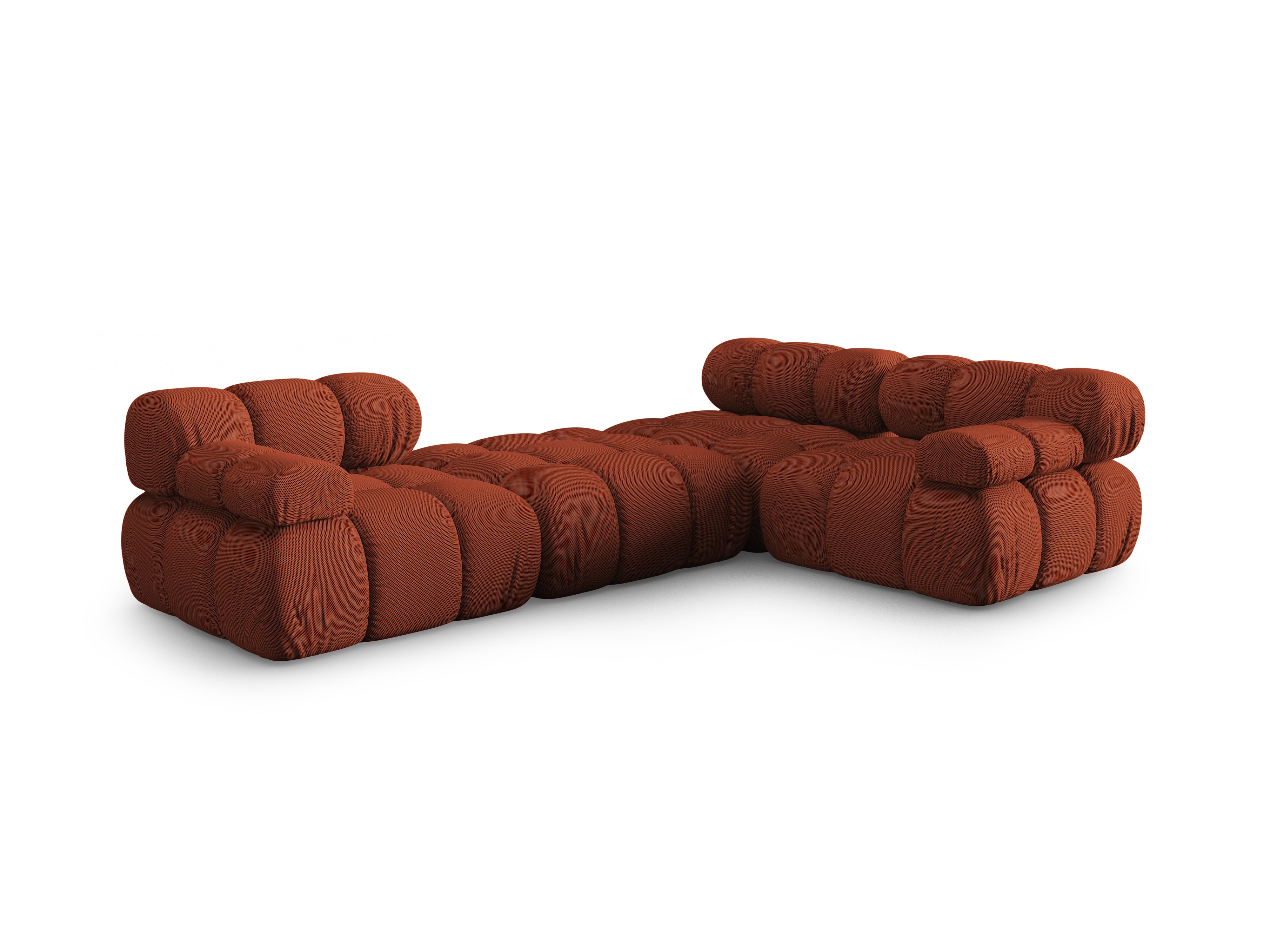 Universal corner sofa BELLIS in brick-colored 3D fabric