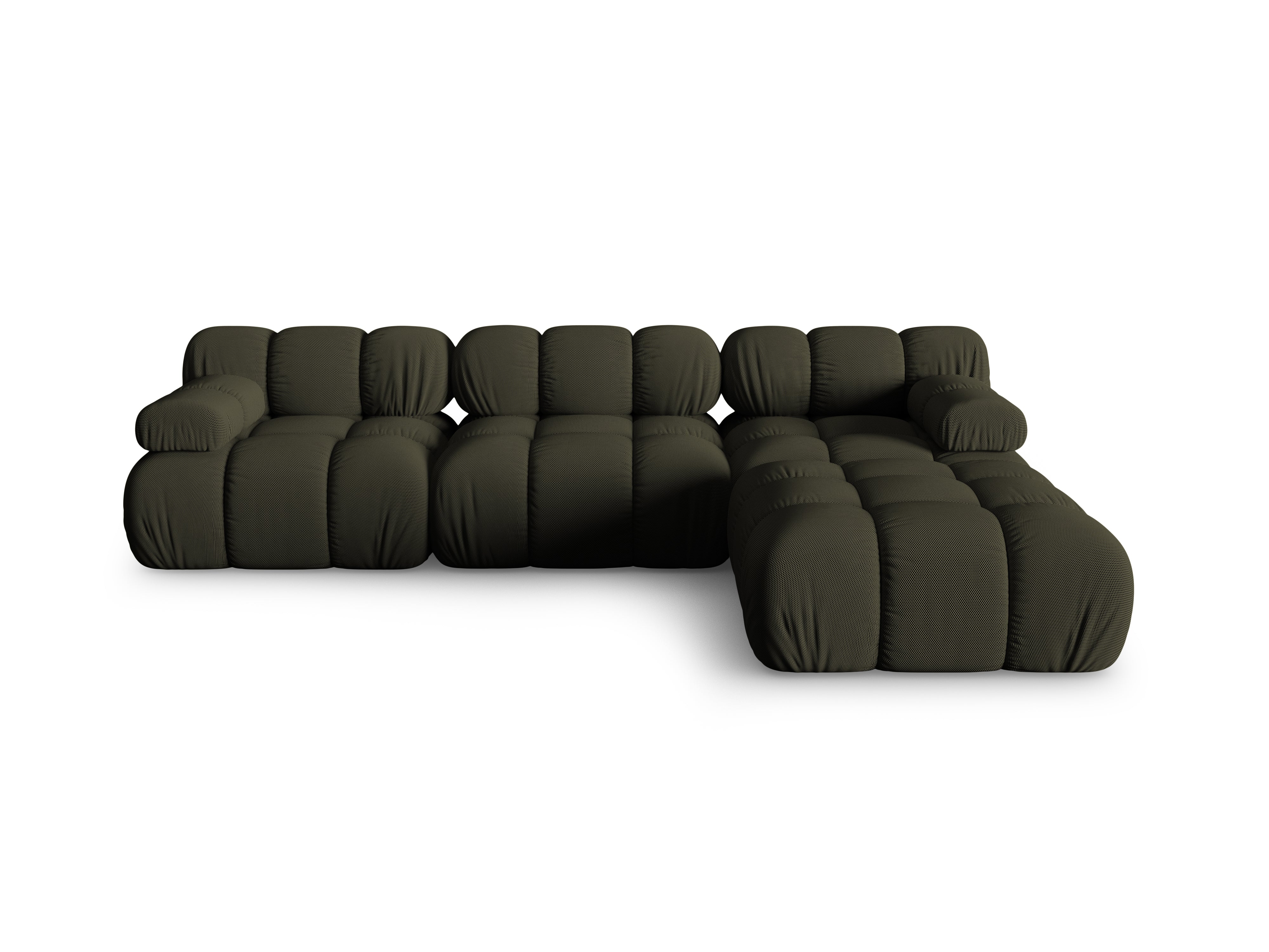 Universal corner sofa BELLIS in dark green 3D fabric