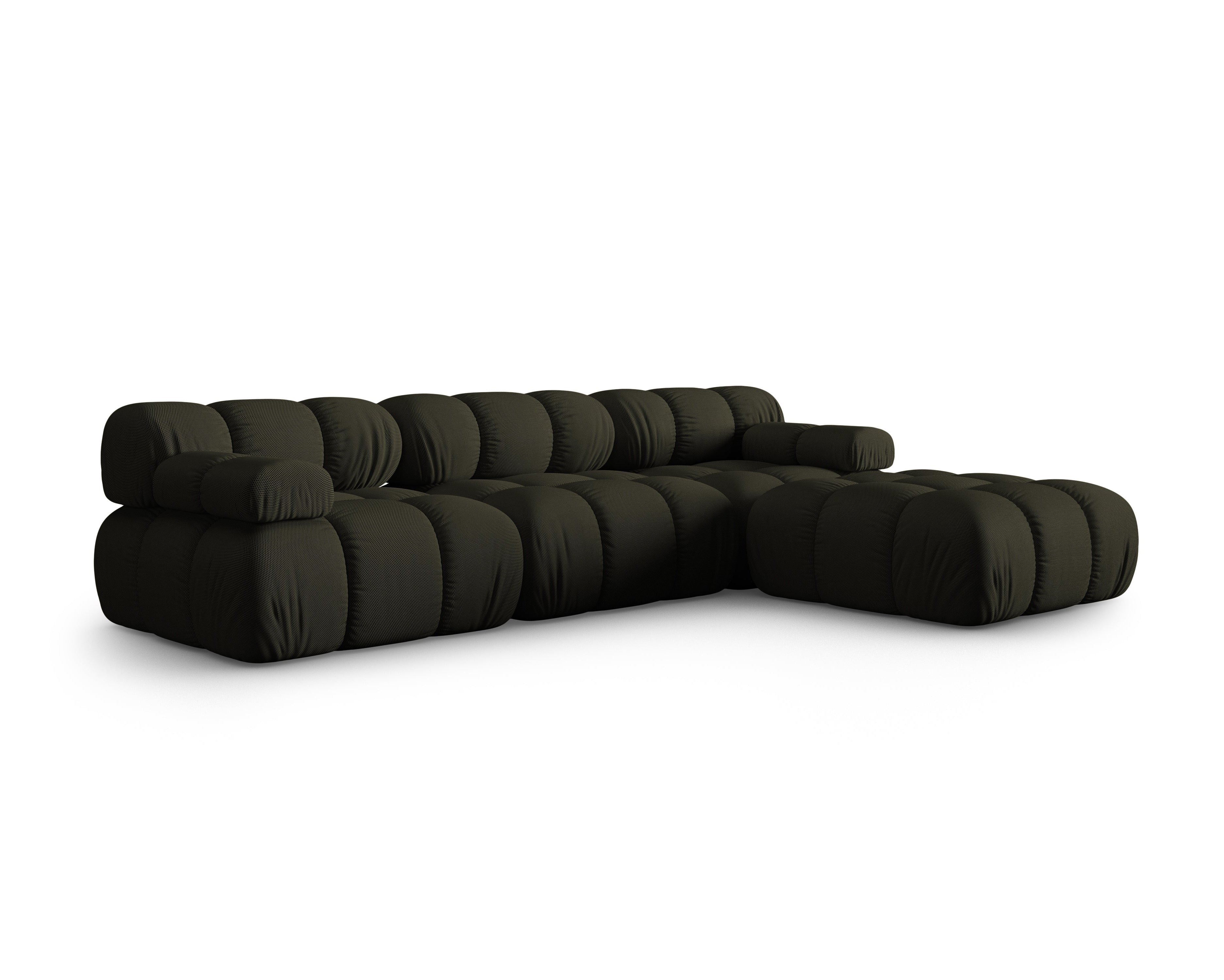 Universal corner sofa BELLIS in dark green 3D fabric