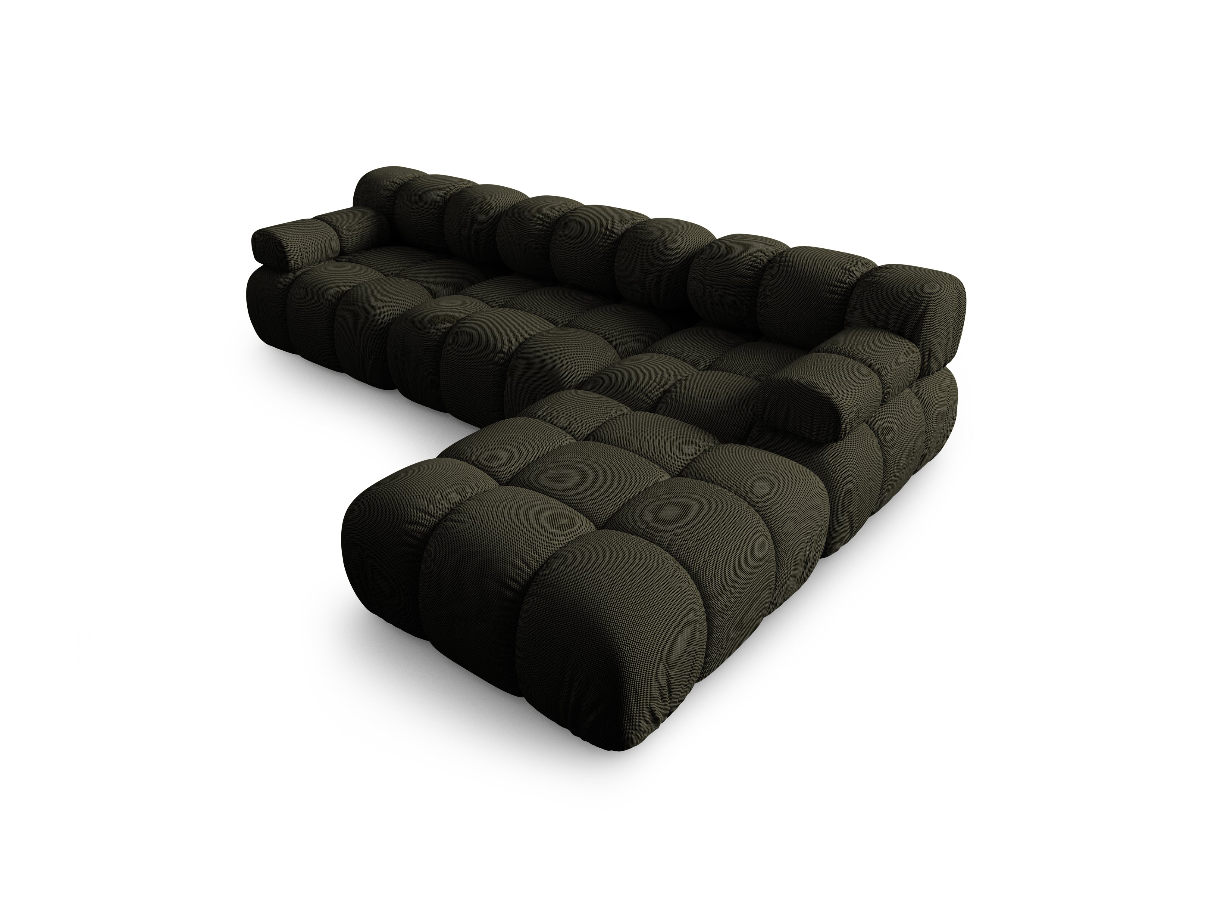 Universal corner sofa BELLIS in dark green 3D fabric