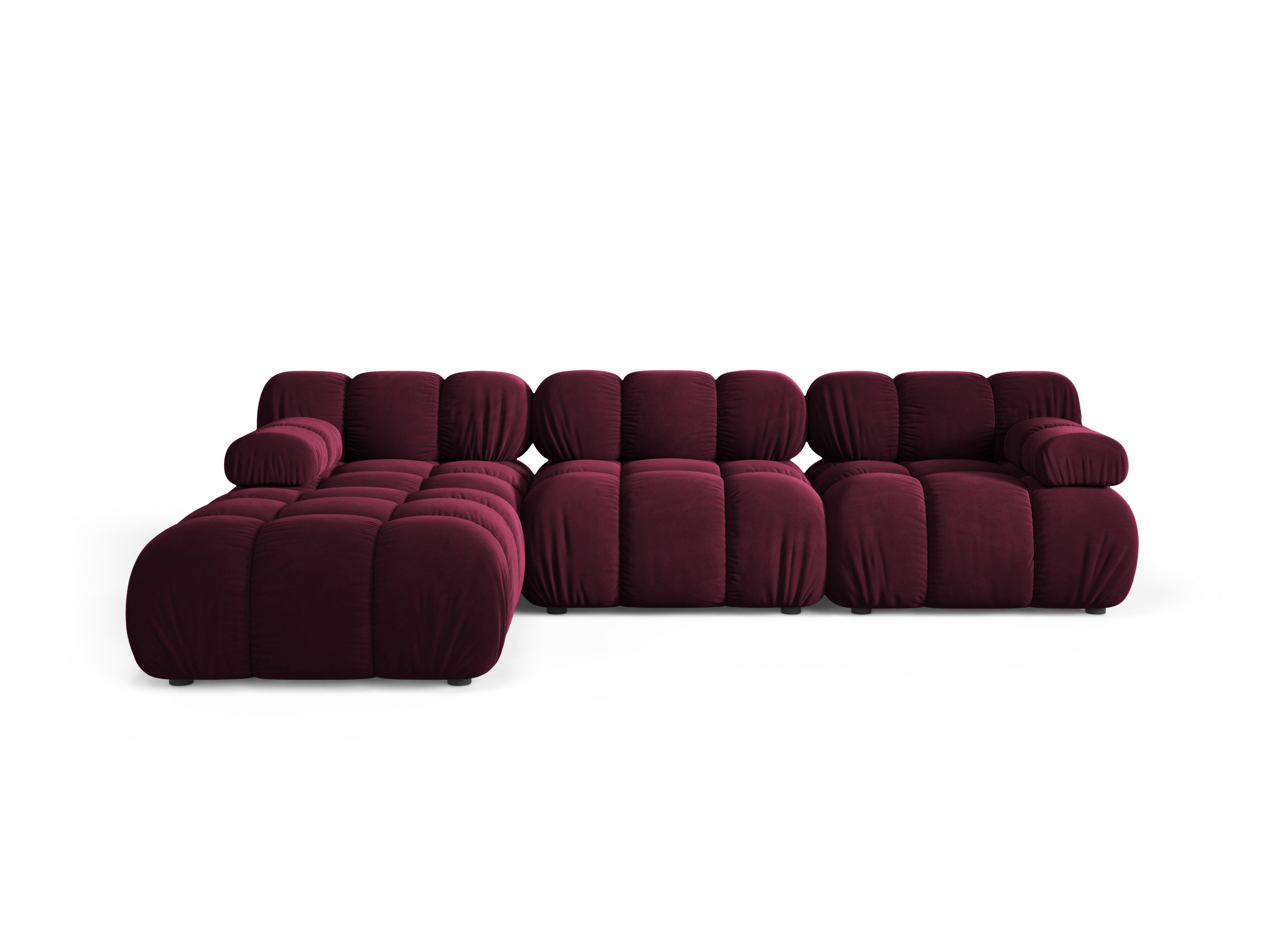 Universal corner sofa BELLIS in burgundy velvet