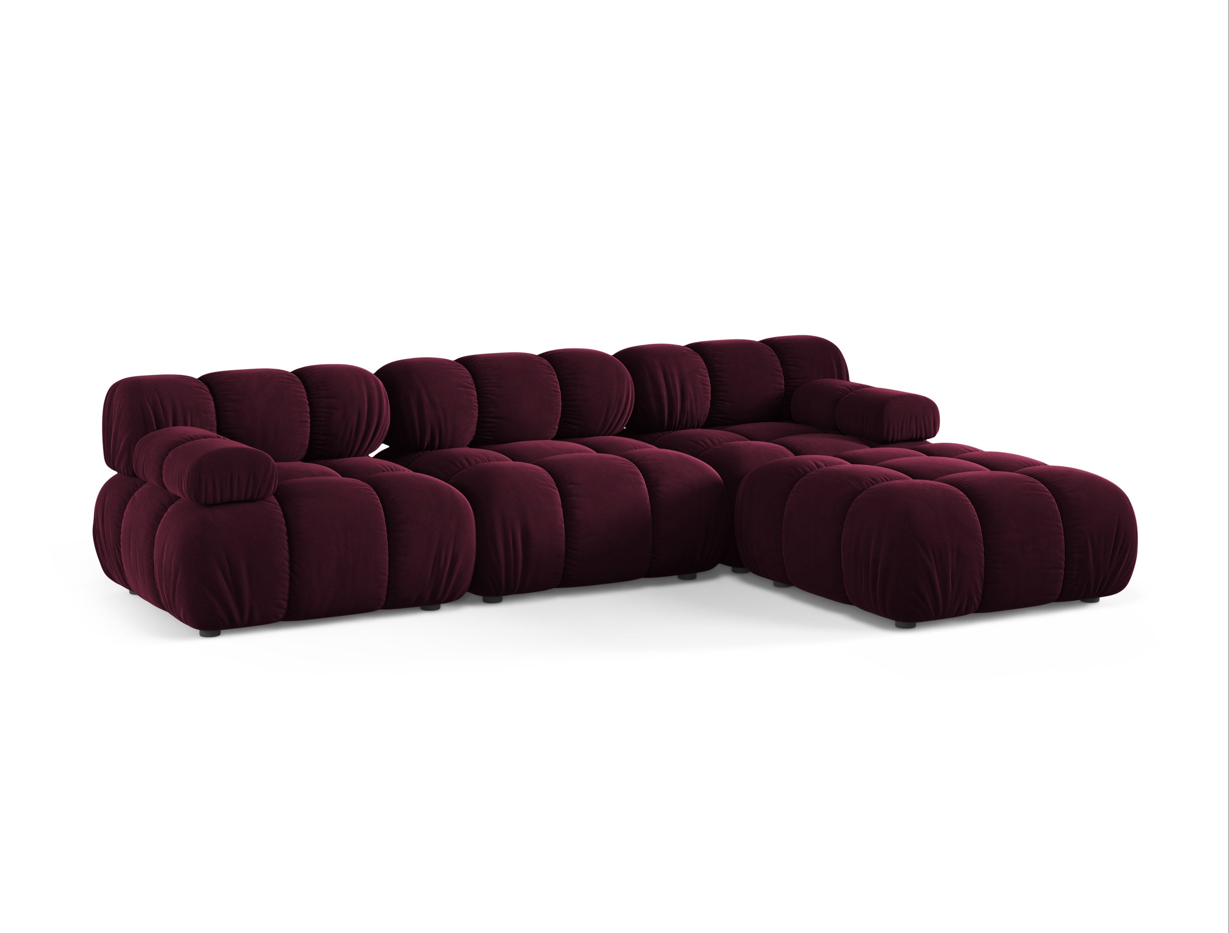Universal corner sofa BELLIS in burgundy velvet