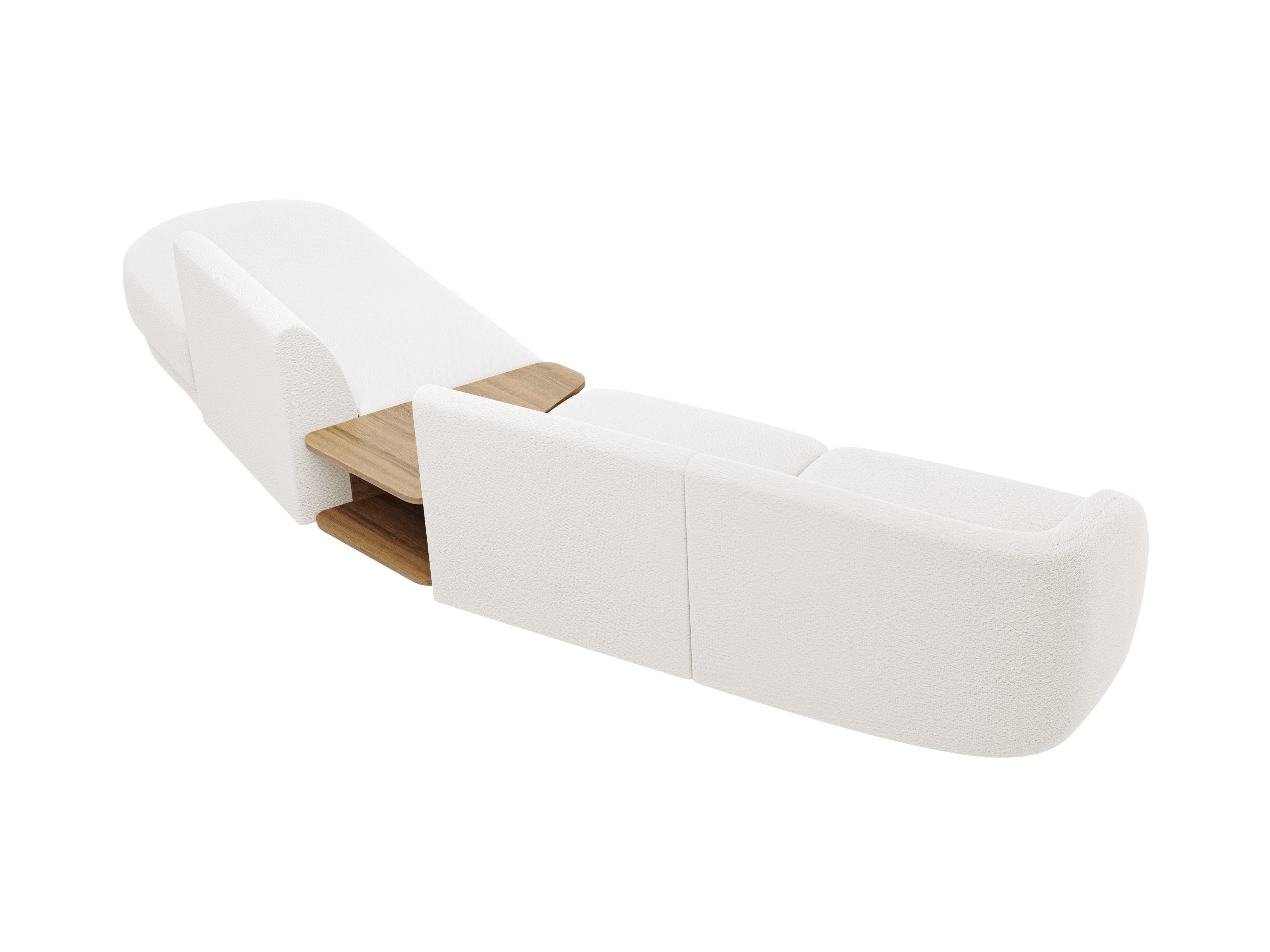 Modulares Sofa mit Tisch, 4-Sitzer, rechtsseitig, MILEY, weißes Boucle