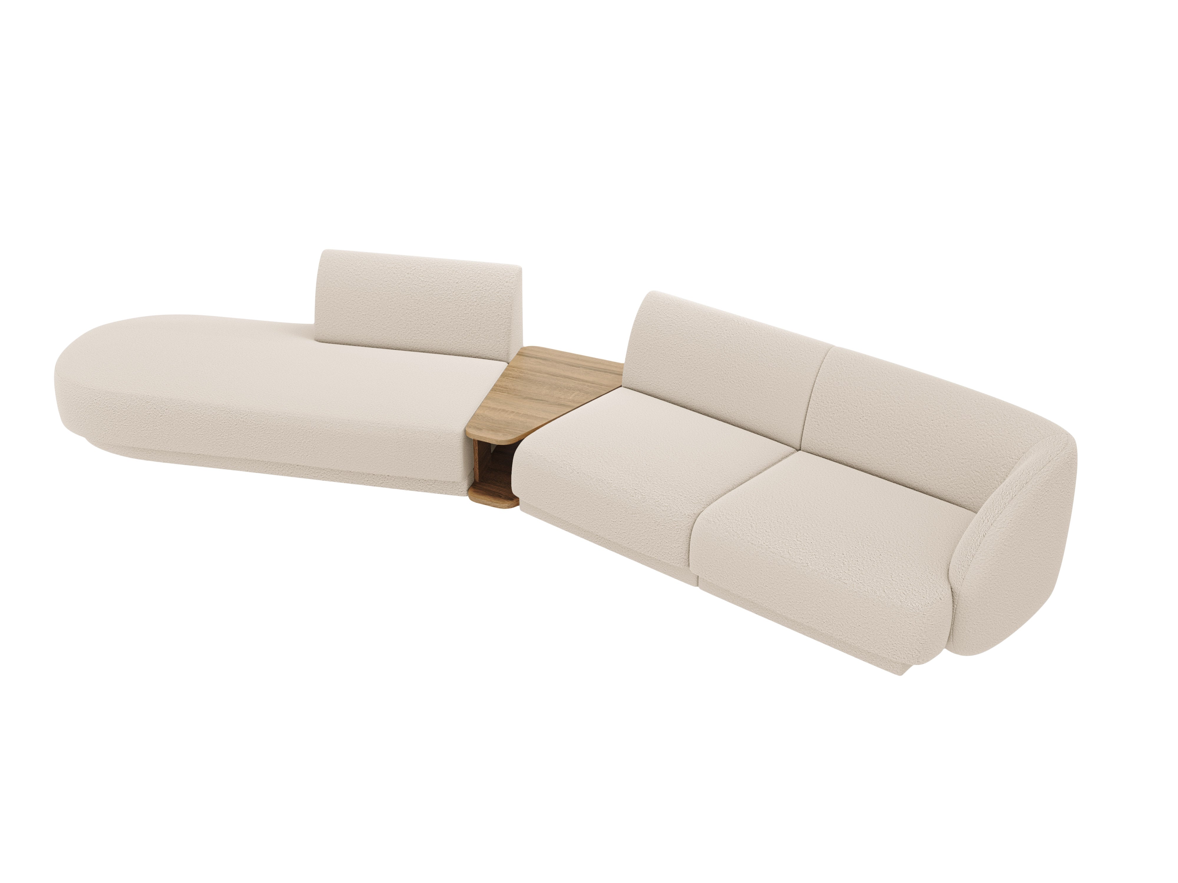 Modulares Sofa links mit Tisch für 4 Personen MILEY beige Boucle