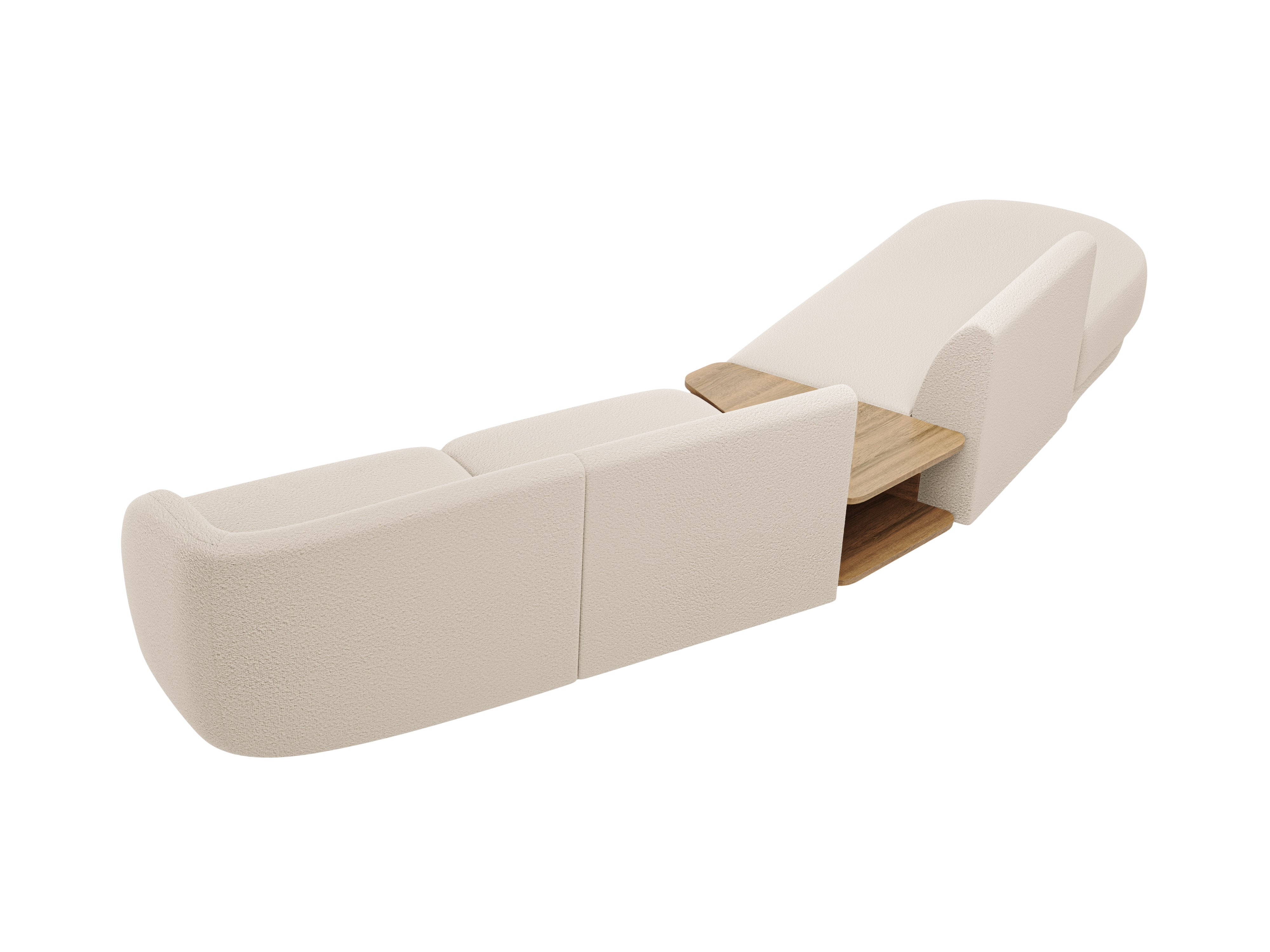 Modulares Sofa links mit Tisch für 4 Personen MILEY beige Boucle