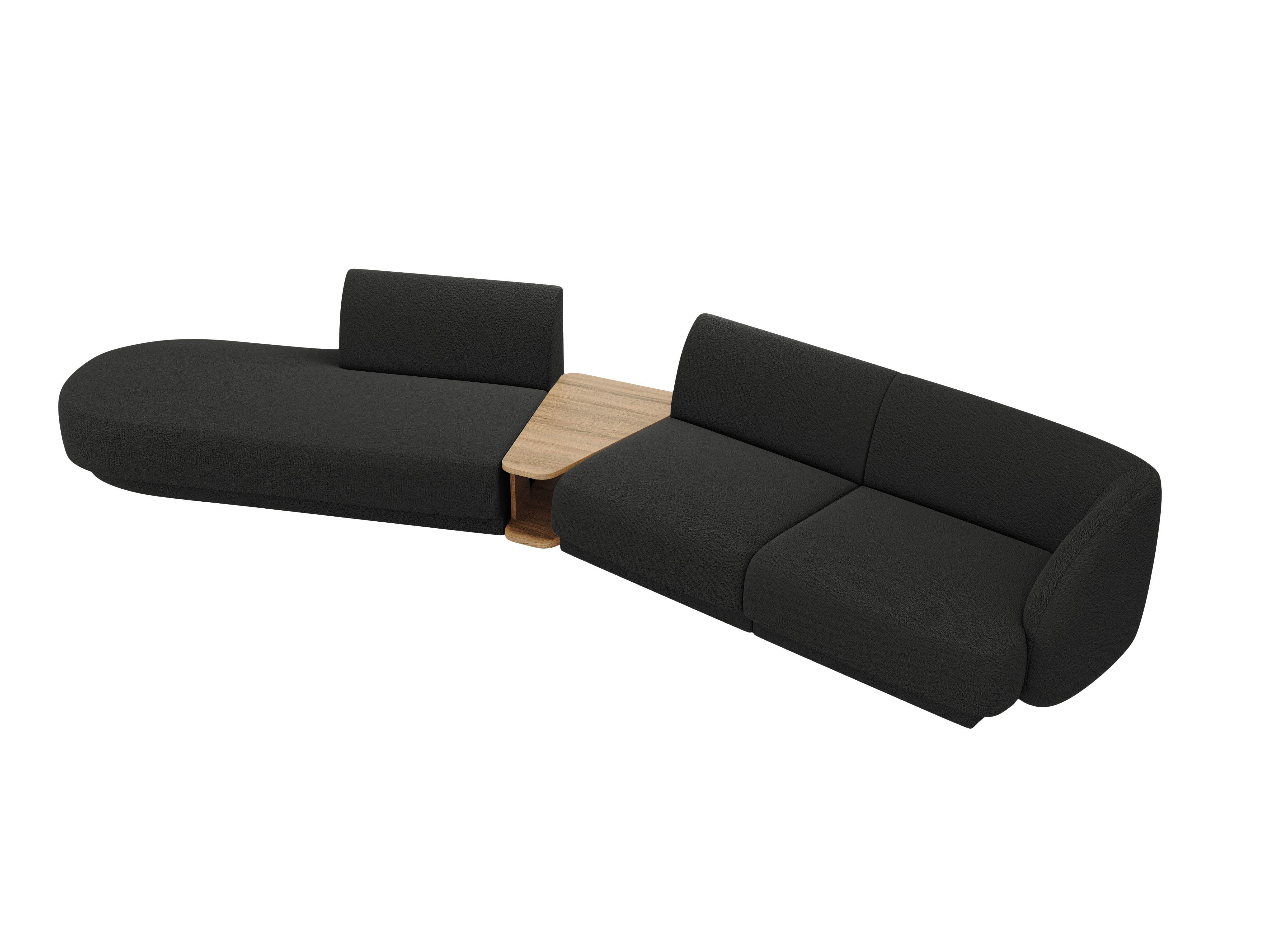 Modulares Sofa links mit Tisch für 4 Personen MILEY schwarz Boucle