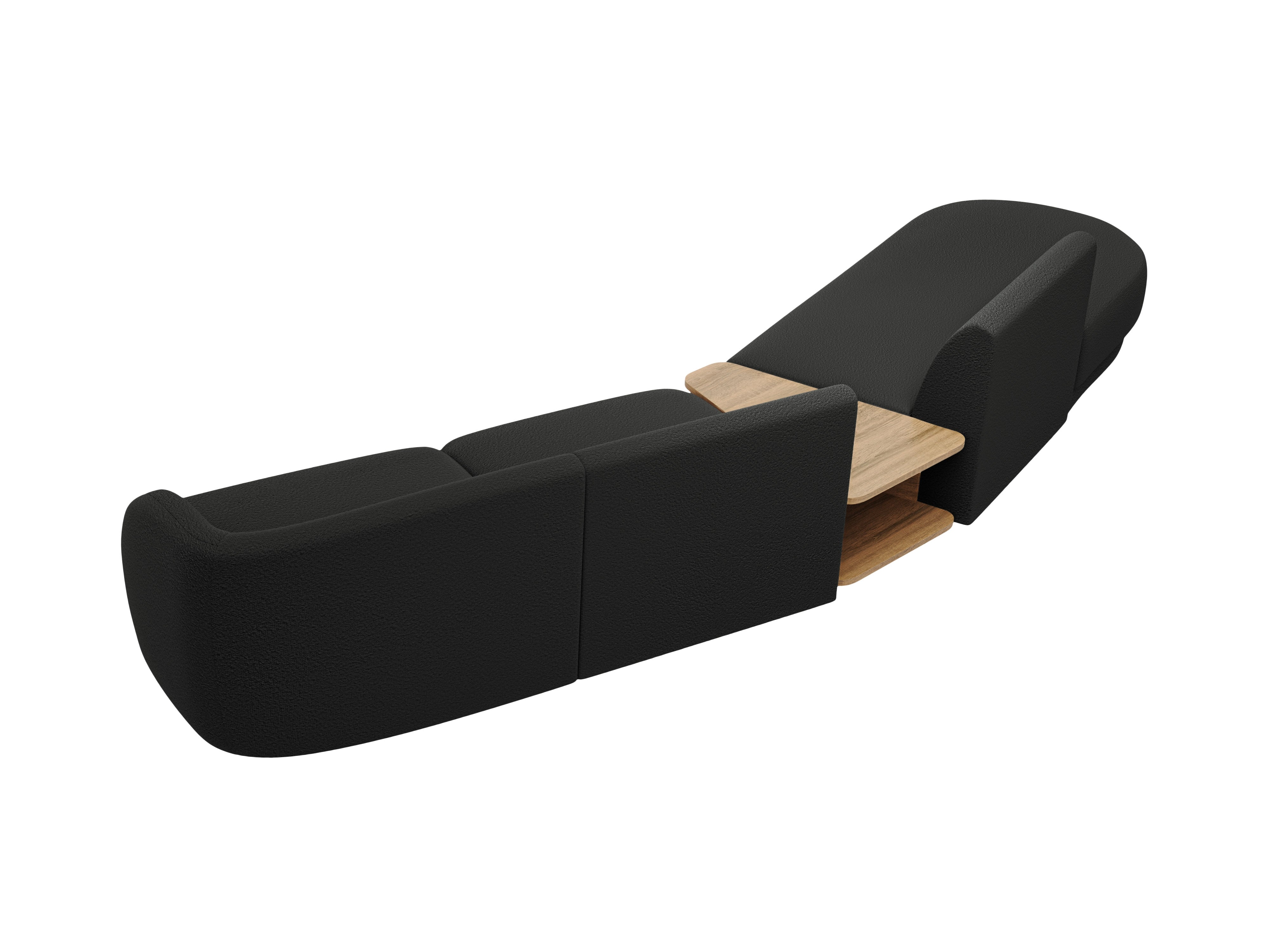 Modulares Sofa links mit Tisch für 4 Personen MILEY schwarz Boucle