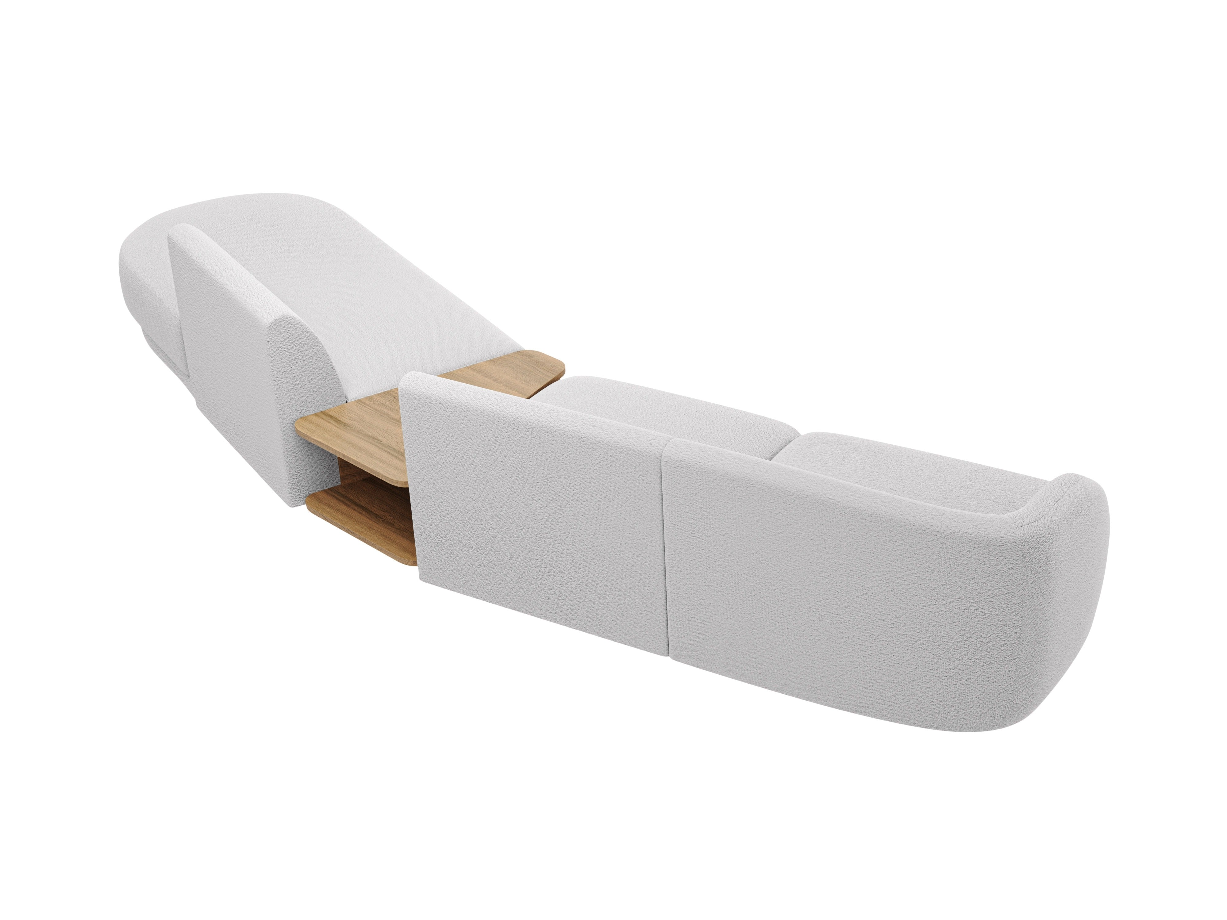 Modulares Sofa mit Tisch, 4-Sitzer, rechtsseitig, MILEY, hellgraue Boucle