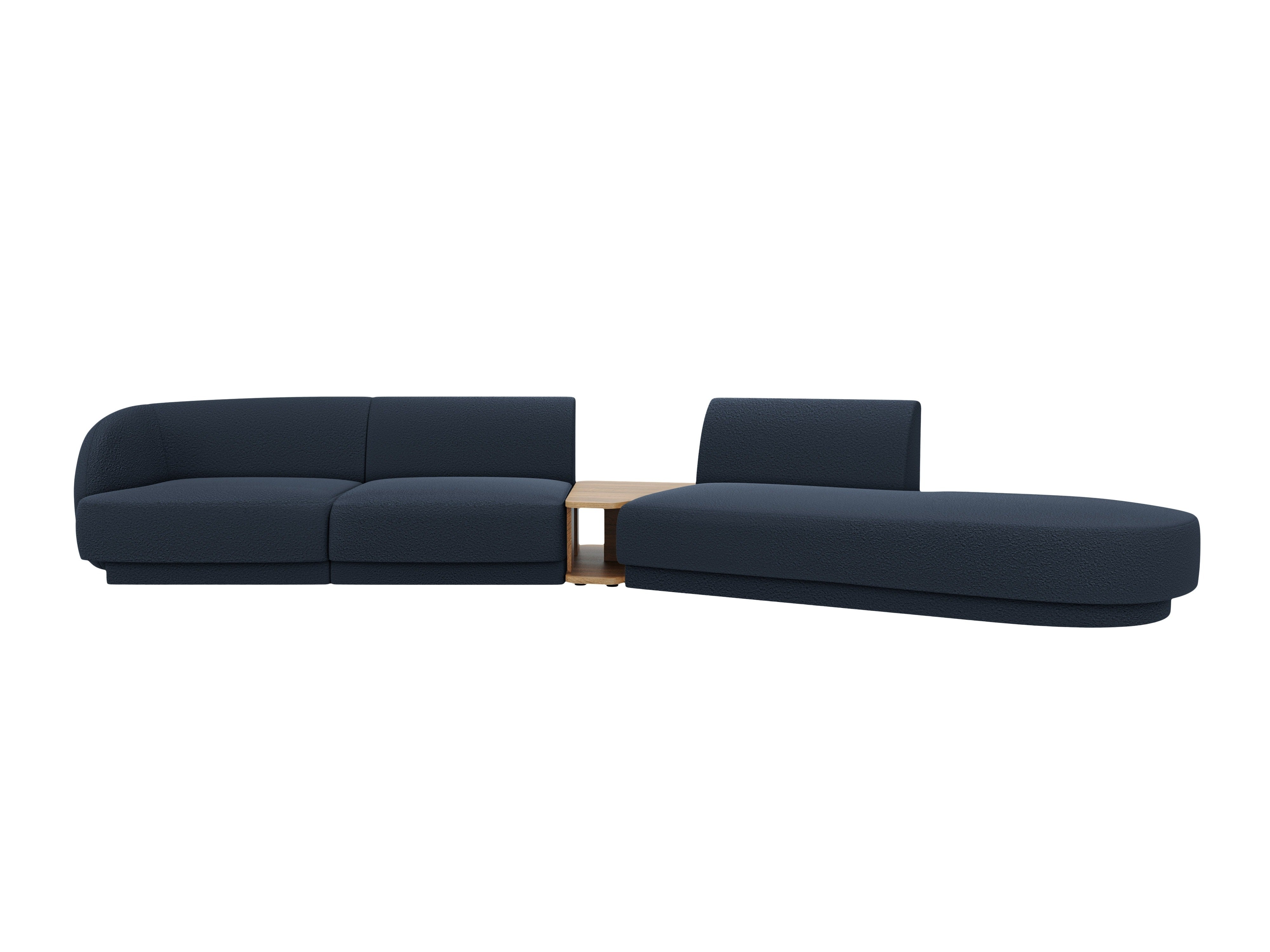 Modulares Sofa mit Tisch, 4-Sitzer, rechtsseitig, MILEY, dunkelblaues Boucle